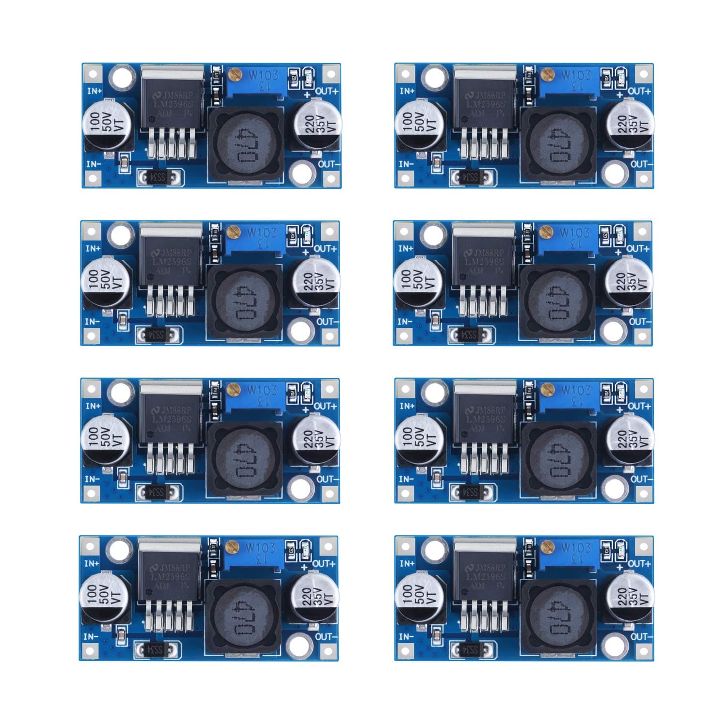 [8-Pack] LM2596 DC-DC Adjustable Buck Converter 3-40 V to 1.5-35v Step Down Power Supply High Efficiency Voltage Regulator Module …