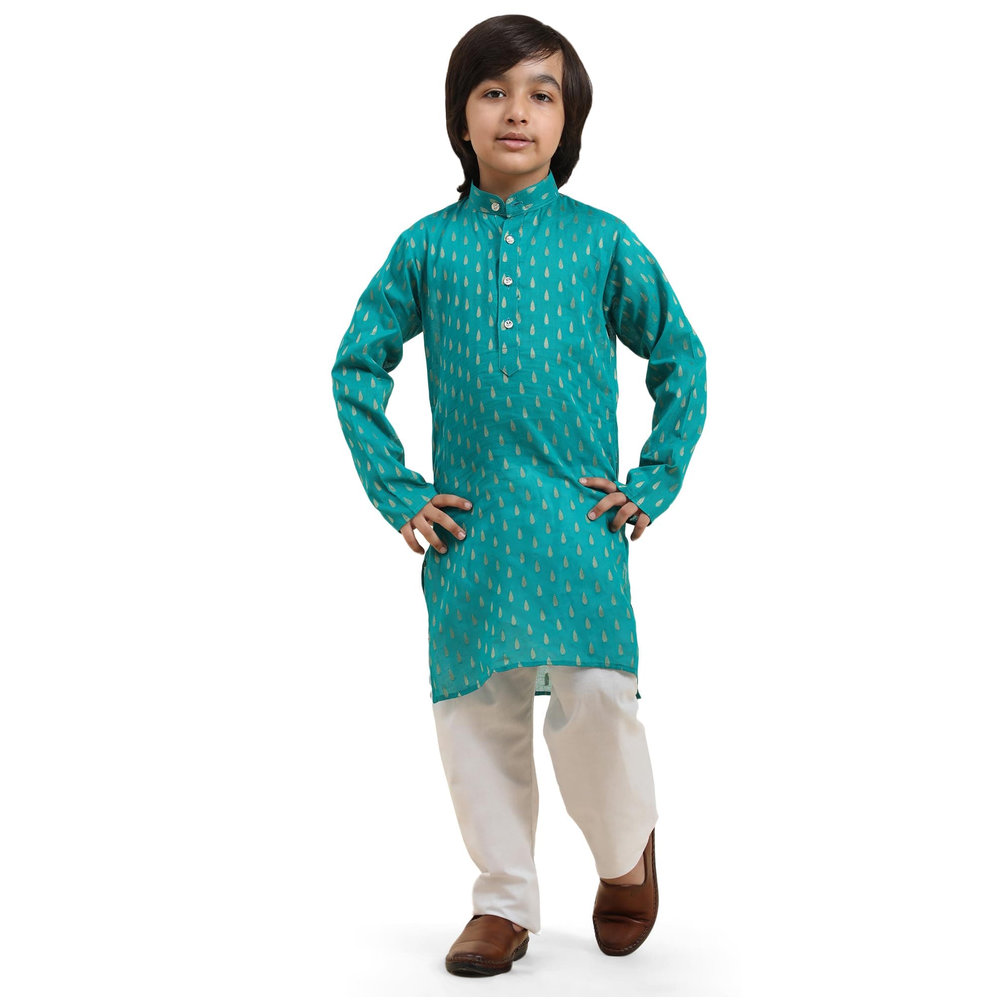 Pro-Ethic Style Developer Boy's Cotton Printed Kurta Pajama For Kid'S s Traditional Dress Kurta Pajama Set