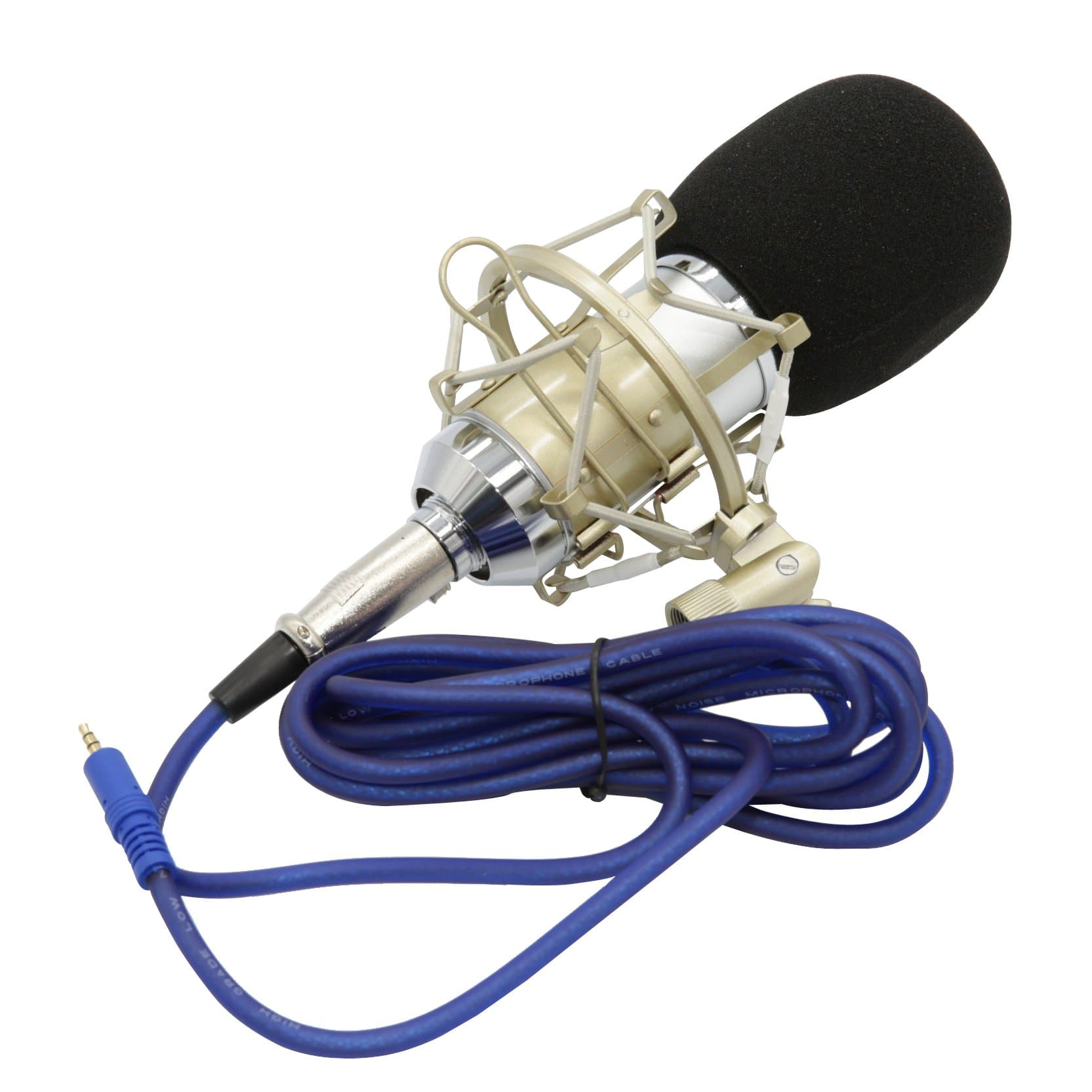 Professional Condenser Studio Microphone for Recording Singing Voice-Overs includes Microphone condenser, Shock Mount, Anti-Wind Foam Cup Microphone Power Cable compatible with PC Laptop MAC