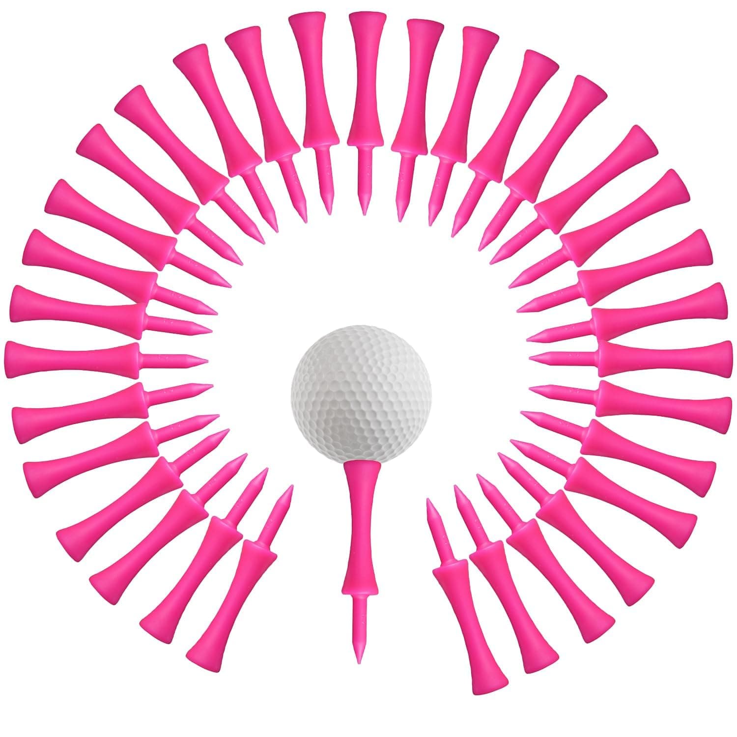 50 PCS Golf Tees – Pink Plastic Golf Tees, Consistent Performance, Perfect for Golfers of All Levels, Ideal for Practice & Tournament Play