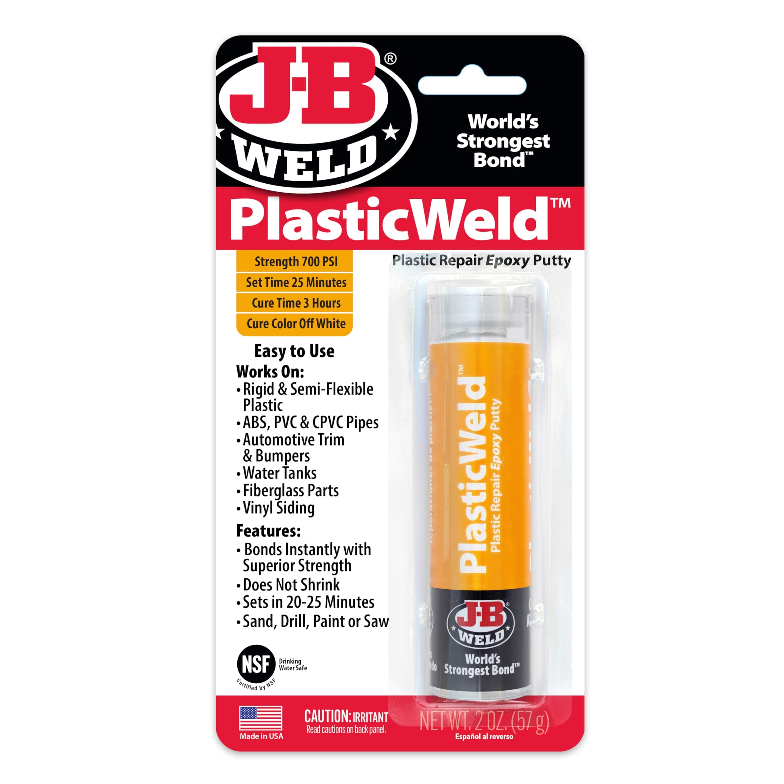 8237 PlasticWeld Plastic Repair Epoxy Putty - 2 oz.