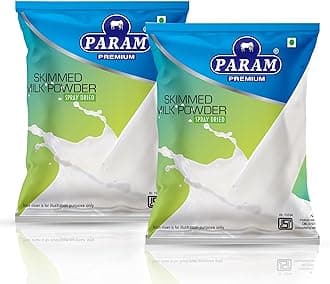Param Skimmed Milk Powder 1Kg (Pack of 1) | 100% Pure & Natural | High Protein, Low Fat, Sugar-Free | No Preservatives | Instant Mix for Tea, Coffee, Cooking & Baking | Fat-Free Dairy Milk Powder