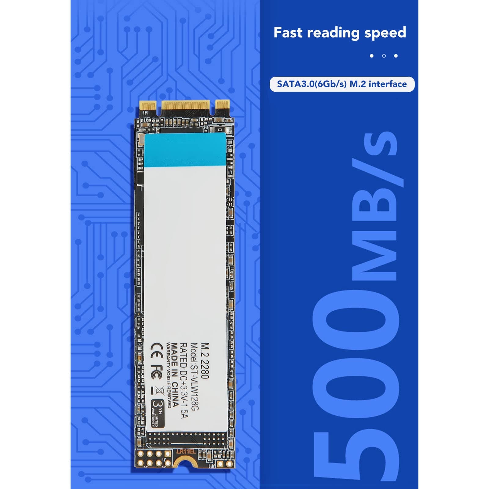 Internal Gaming SSD, Computer SSD 500MB/S Reading Plug and Play M.2 2280 3D TLC NAND SATA III 6Gb/s for AIO (512GB)