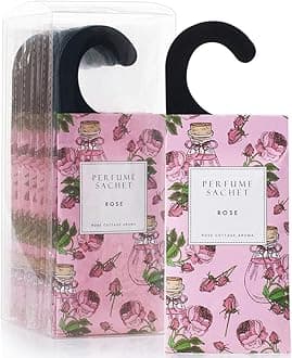ROSE COTTAGE Large 12 Packs Rose Hanging Closet Deodorizer Air Freshener Long Lasting Scented Sachets Smell Goods for House