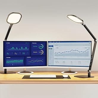 LED Desk Lamp for Home Office – Professional Eye-Caring Soft Diffused Light, Dimmable Desk Lamp with Adjustable Metal Swing Arm, Memory & Timer, Modern Anti-Glare Table Lamp