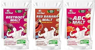 QQChef Beetroot, Red Banana & ABC Malt Natural Drink Combo for Kids, Adults, Elders - Homemade (100gm x 3 Pcs)
