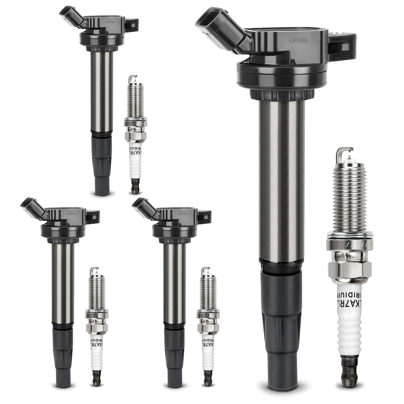 UF596 Ignition Coil & 93501 Double Iridium Spark Plug Compatible with Toyota Corolla Matrix Prius Prius V C-HR/Lexus CT200h /Scion xD iM/Pontiac Vibe 1.8L L4 Replaces #UF619 C1714 GN10341 9091902252