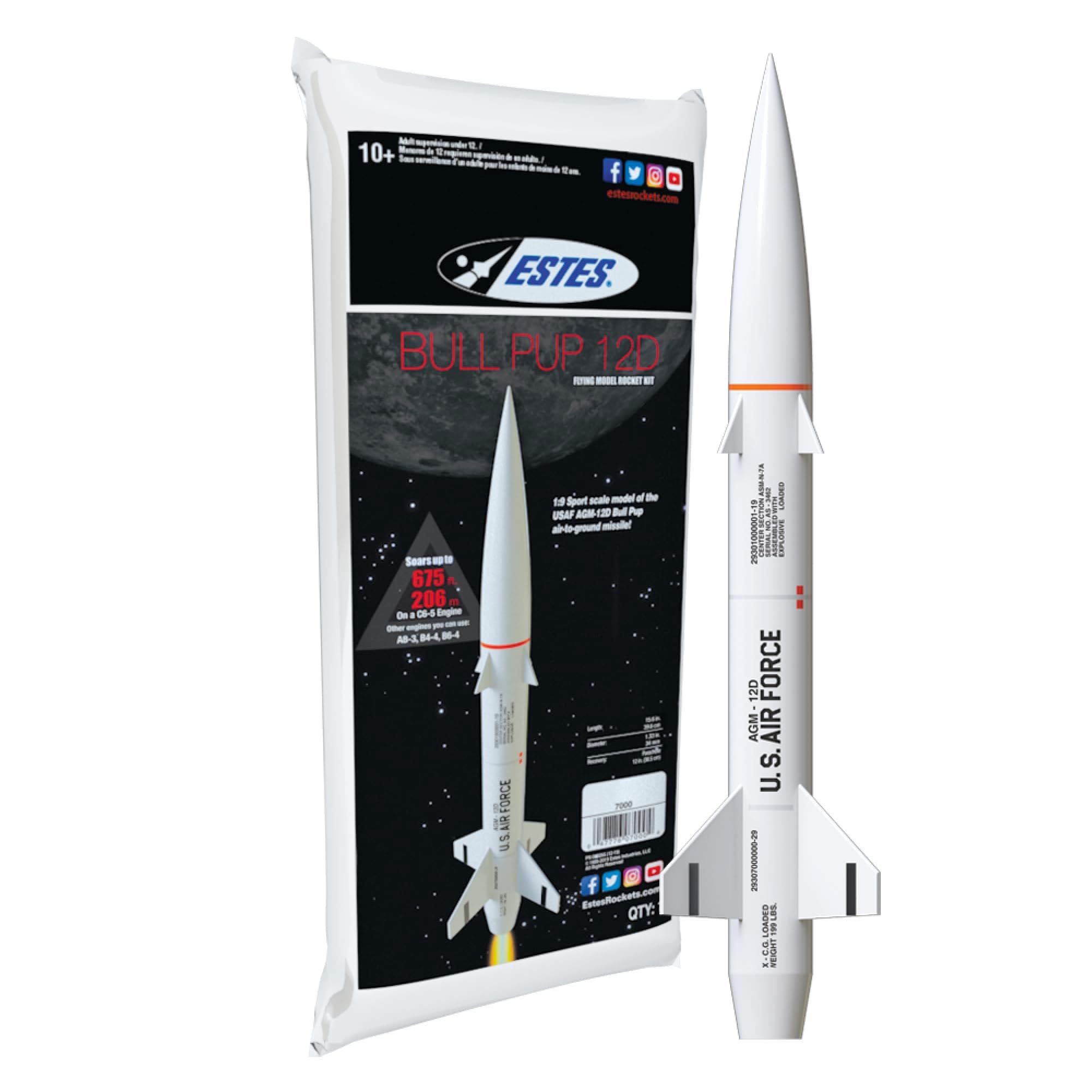 7000 Bull Pup 12D Model Rocket Kit