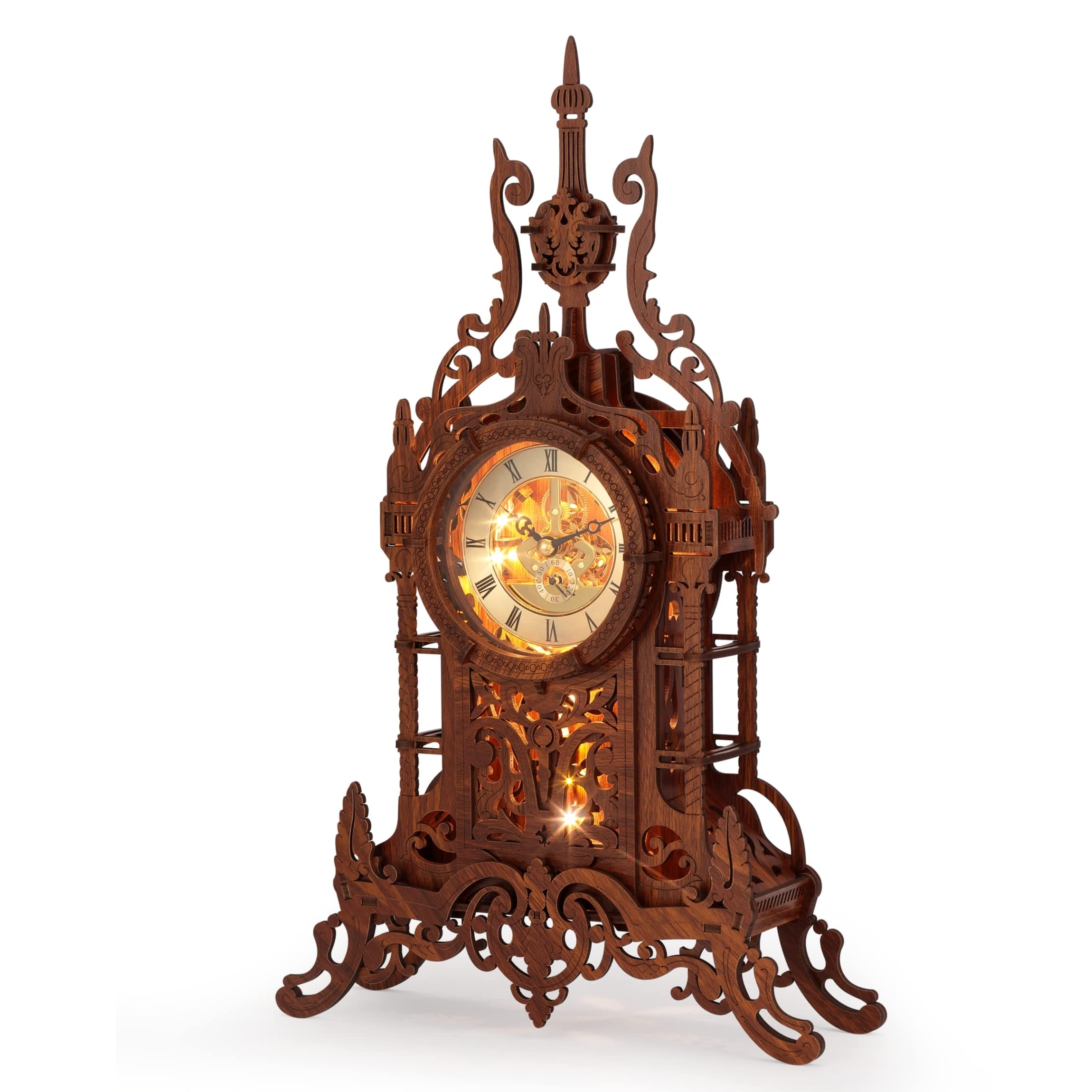 LED 3D Wood Puzzle Clock Tower, 3D Puzzle Building Model, 3D Home Décor Puzzle DIY 3D Clock Kit (LED-WTC02)