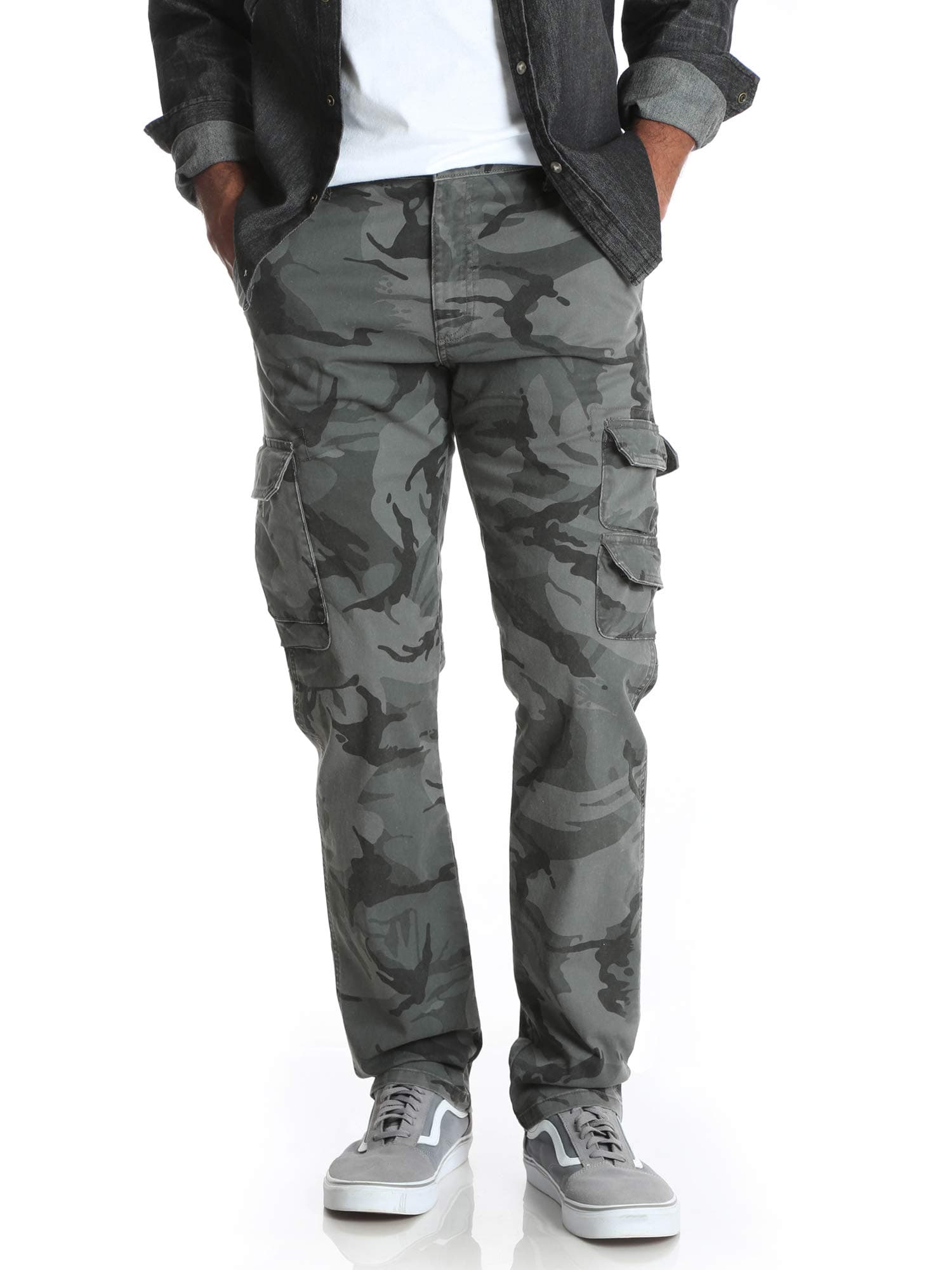 Wrangler Anthracite Camo Regular Taper Stretch Cargo Pants