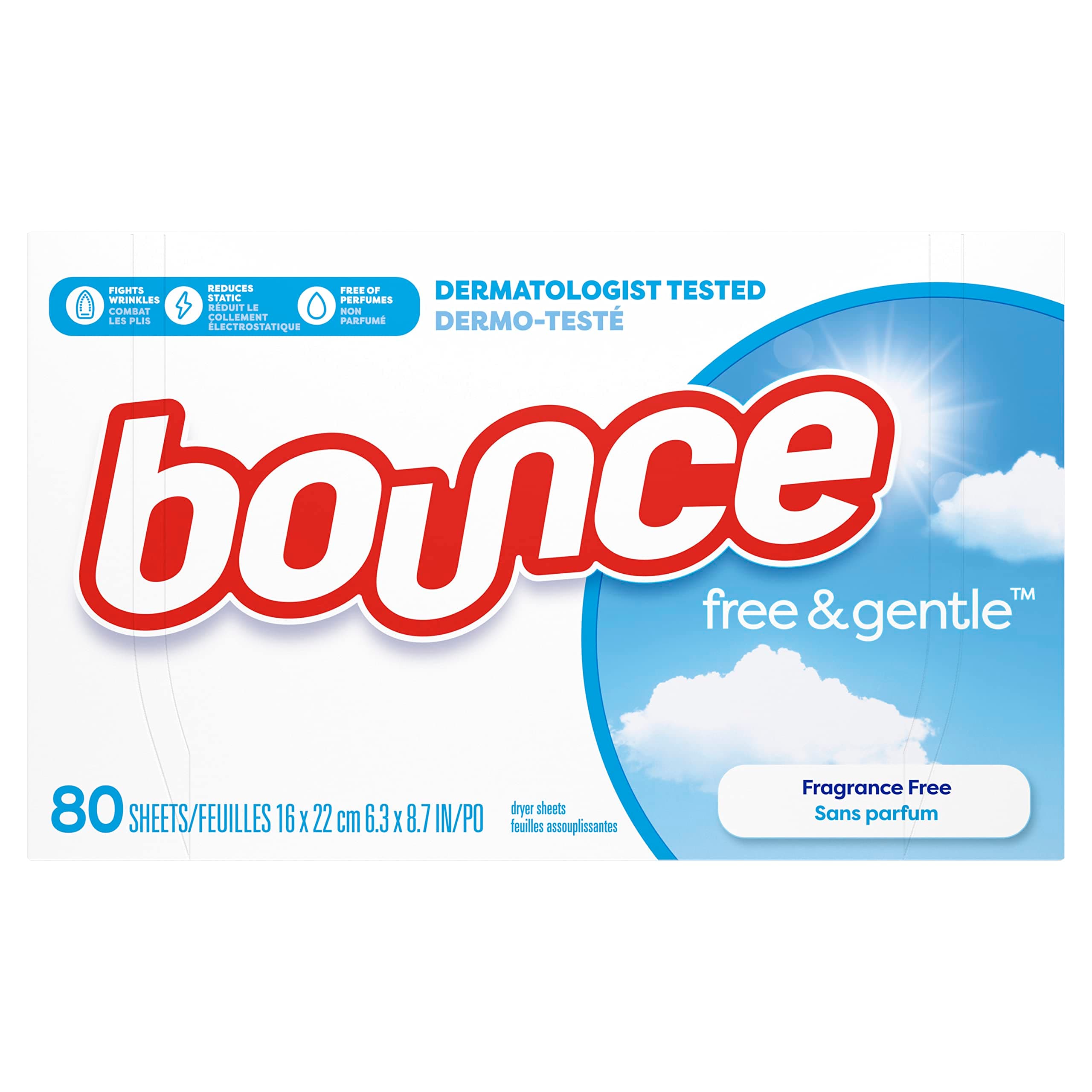 Bounce Free & Gentle, Fabric Softener Sheets, 80 Count