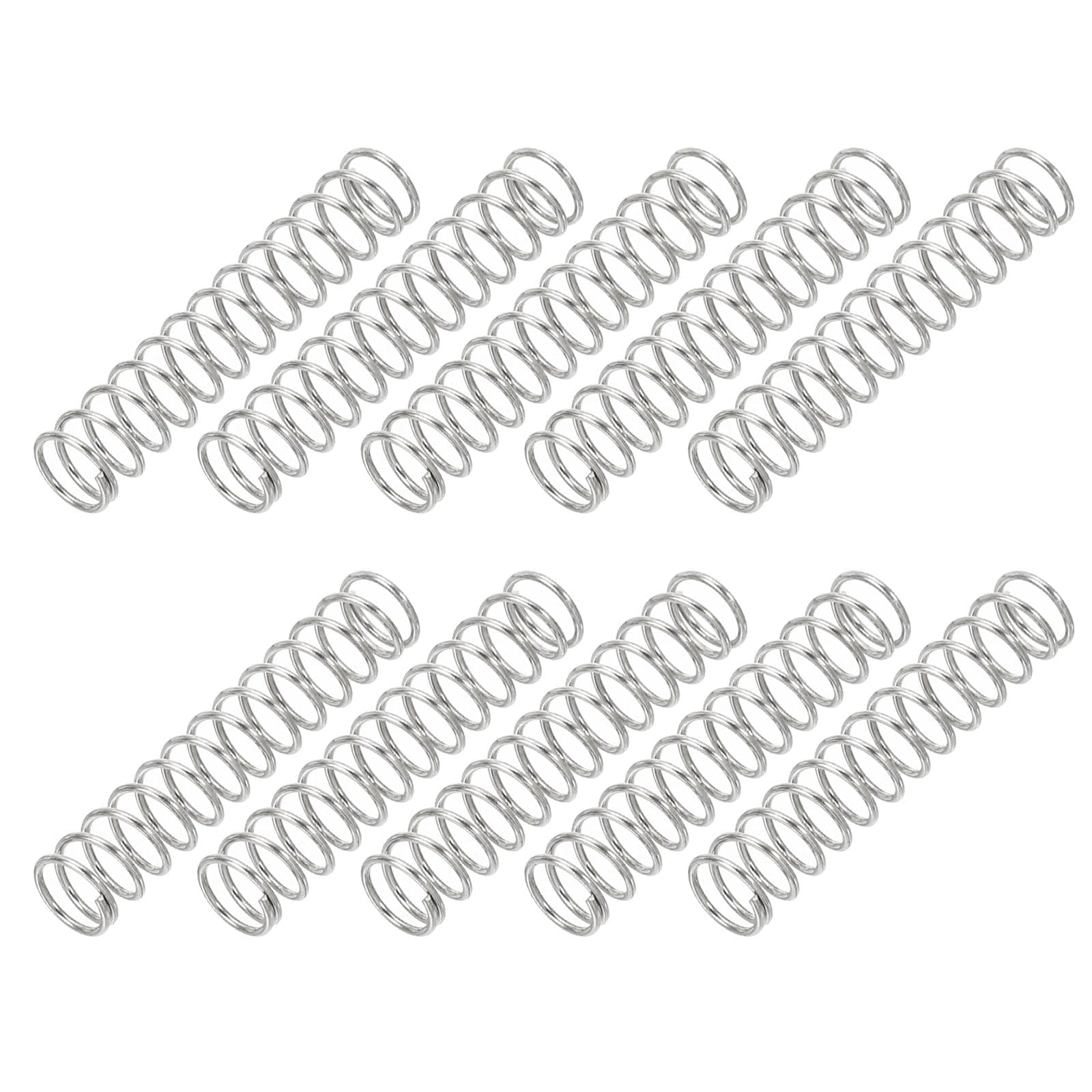 PATIKIL Compression Spring, 0.6mm Wire Dia x 6mm OD x 30mm L, 10 Pcs 304 Stainless Steel Mechanical Extension Small Springs Pen Springs Assortment Kit for Shop and Home Repairs
