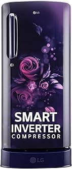 LG 185 L 5 Star Inverter Direct-Cool Single Door Refrigerator (GL-D201ABEU, Blue Euphoria, Base stand with drawer)