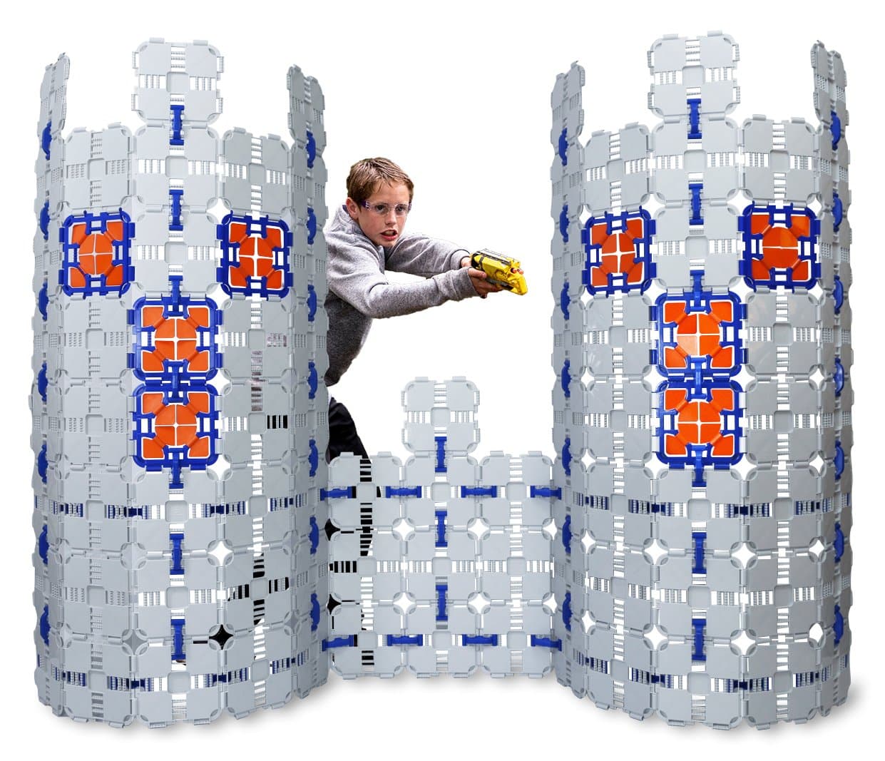 4 Pack - Kids Fort Building Kit - Creative Nerf War Playset - Build Nerf Bunker & Nerf Targets - Durable Nerf War Obstacles for Nerf Battles & Laser Tag