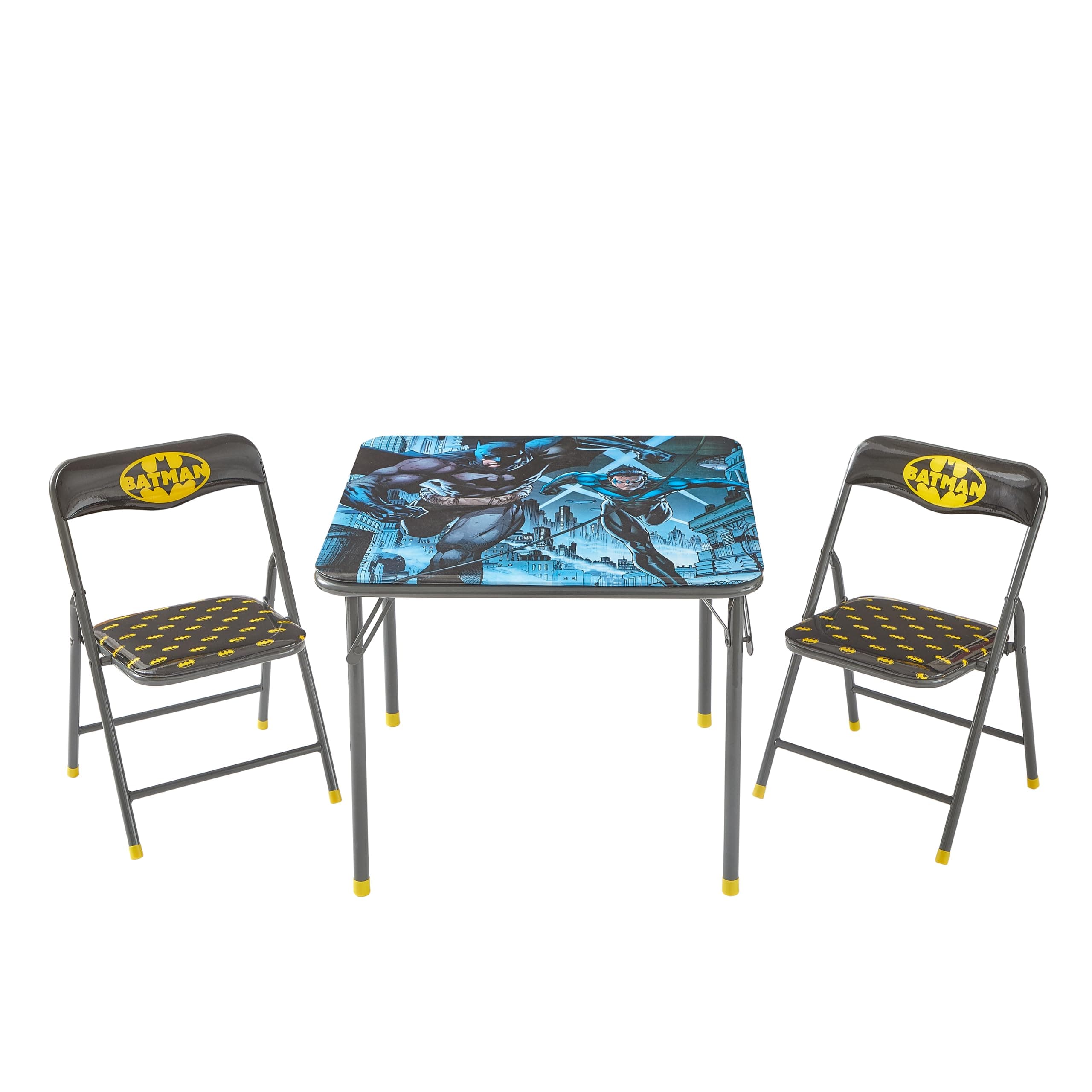 Idea Nuova Batman 3 Piece Children's Activity Square Table and 2 Folding Chairs Set, Ages 3+