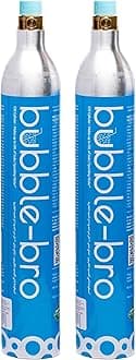 bubblebro 60L CO₂ Cylinder - 2 Pack 410g Food-Grade CO₂ - Compatible also with Drinkmate & Other Standard EU/US Soda Makers (Excludes Quick-Connect & AU Models)