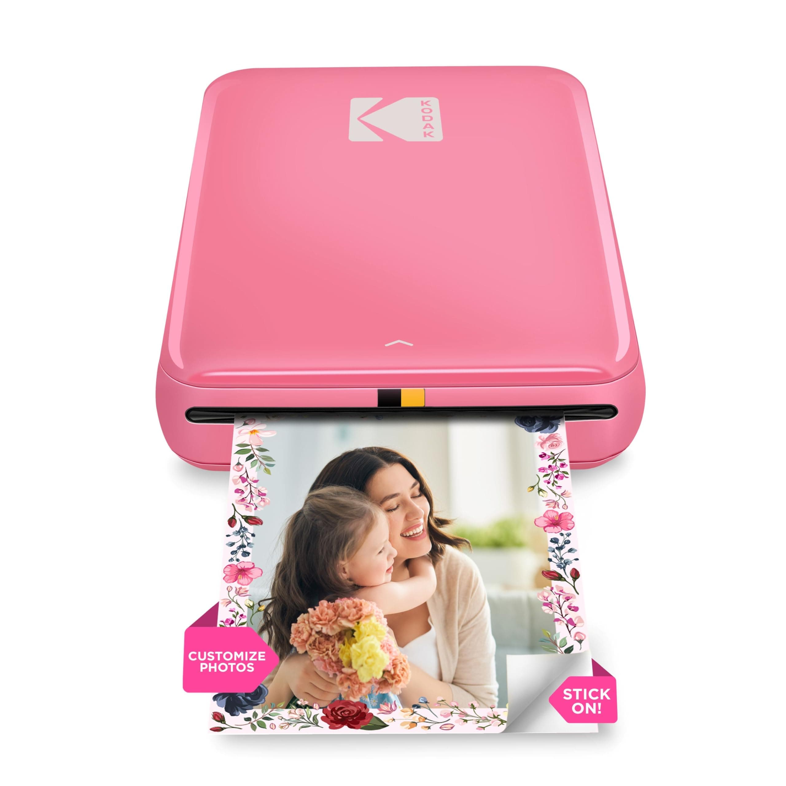 KODAK Step Instant Photo Printer With Bluetooth/NFC, ZINK Technology & KODAK App for iOS & Android (Pink) Prints 2x3” Sticky-Back Photos.