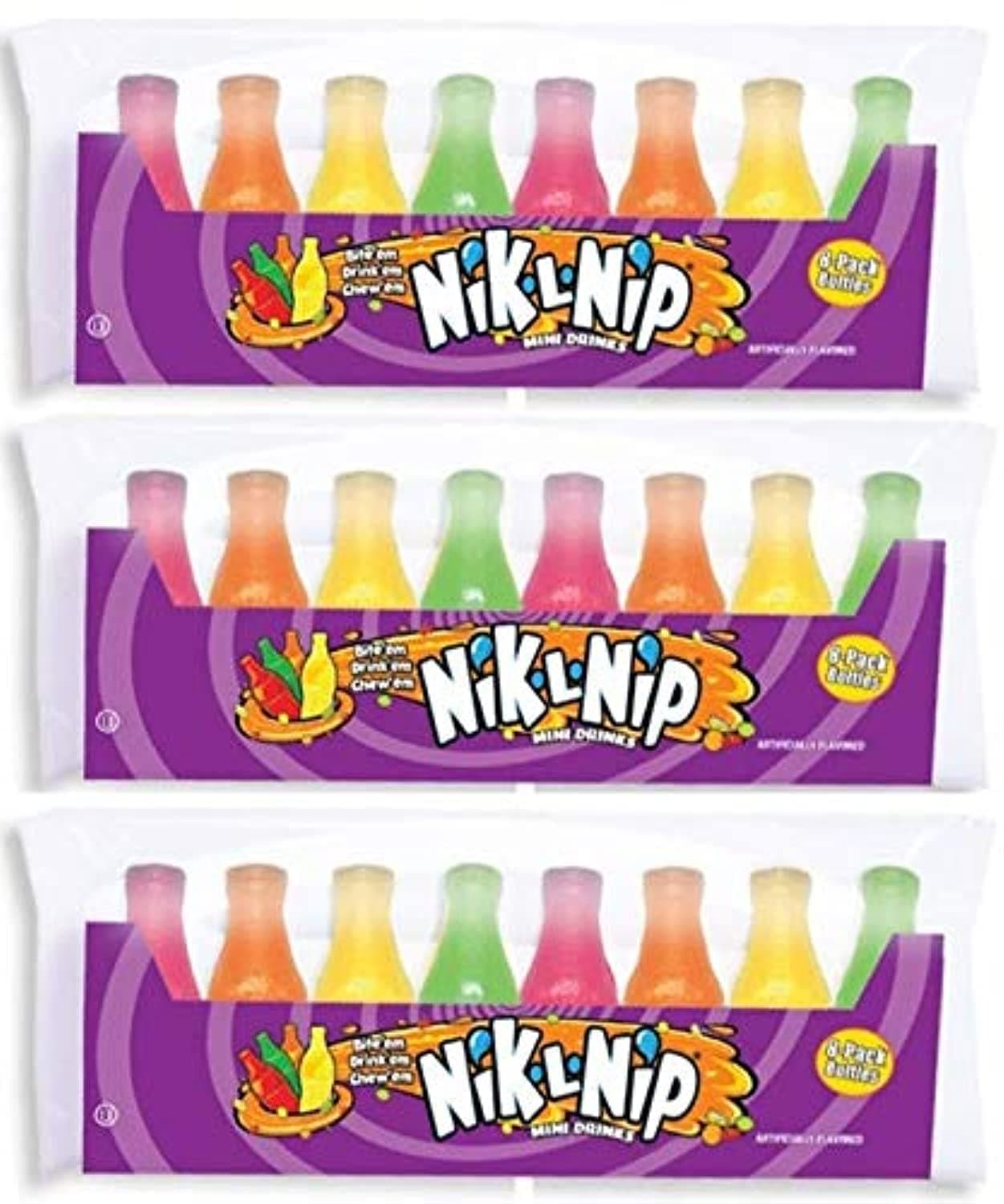 NIK L NIP Nik-L-Nip Mini Drinks Candy, 8 Count, Pack of 3