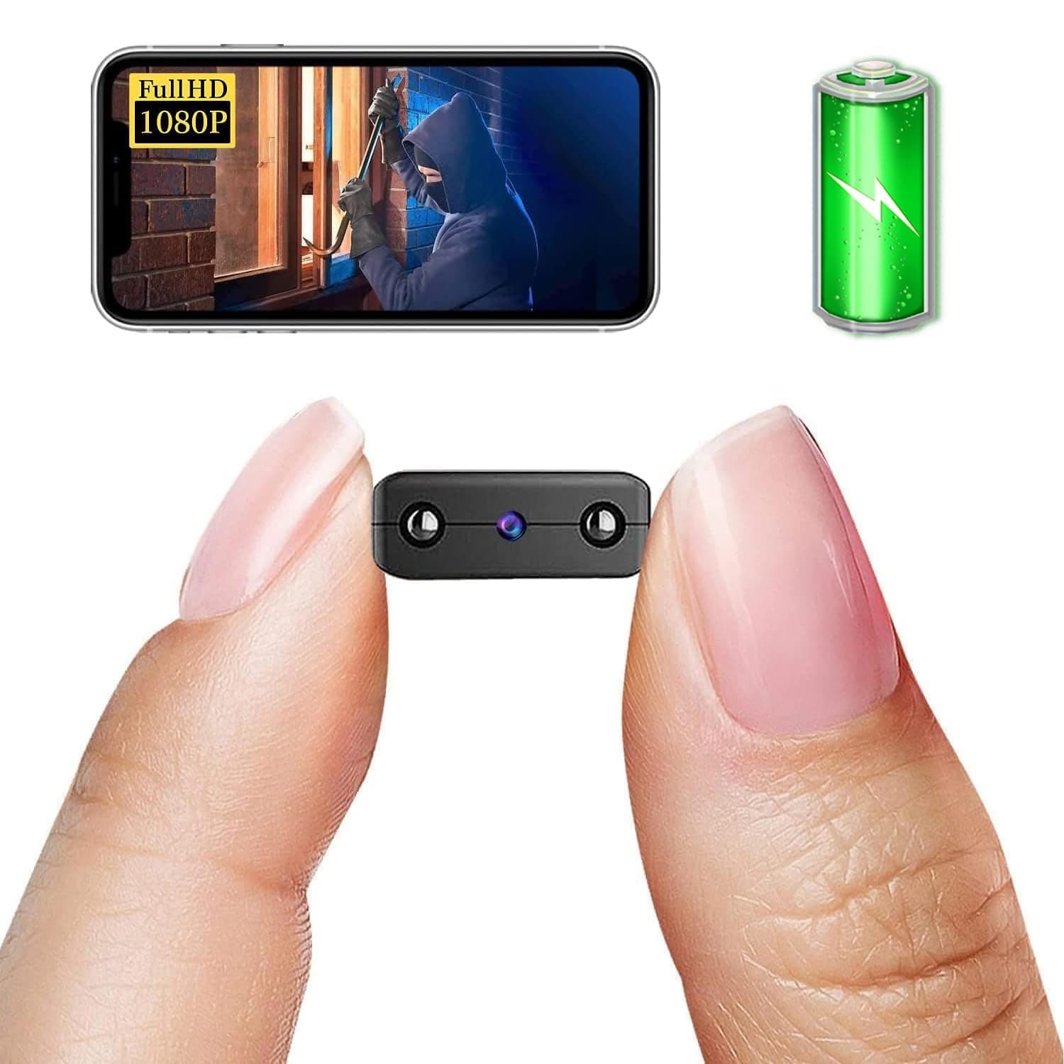 Smallest Wireless Hidden Camera,HD1080P Wireless Battery Camera,Portable Remote Camera,Nanny Cam,Baby Monitor with Night Vision,Motion Detection,Cloud Storage,Remote Viewing for iOS Android Phone APP