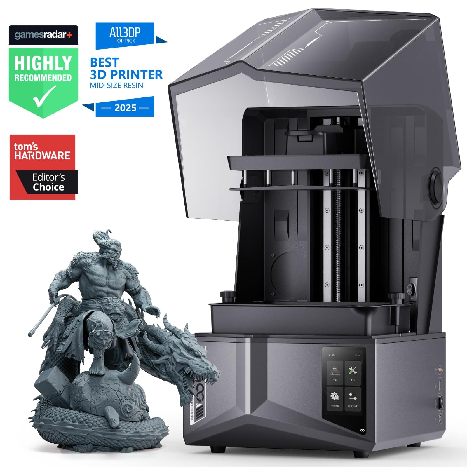 Saturn 4 Ultra 12K Resin 3D Printer, with Smart Automatic Leveling, 10-Inch 12K Monochrome LCD, 150mm/h Faster Printing Speed,8.62 × 4.84 × 8.66 Inch Printing Size