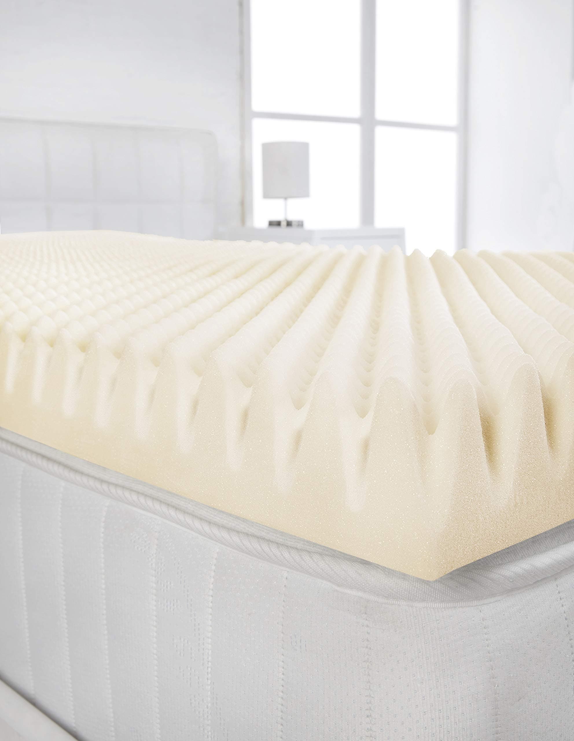 Littens 2" (50mm) Deep King Bed Size Visco Memory Foam Mattress Topper Profile, Egg Shell Crate Box, Orthopaedic, Support, Plain Relief (5ft, 152cm x 200cm)