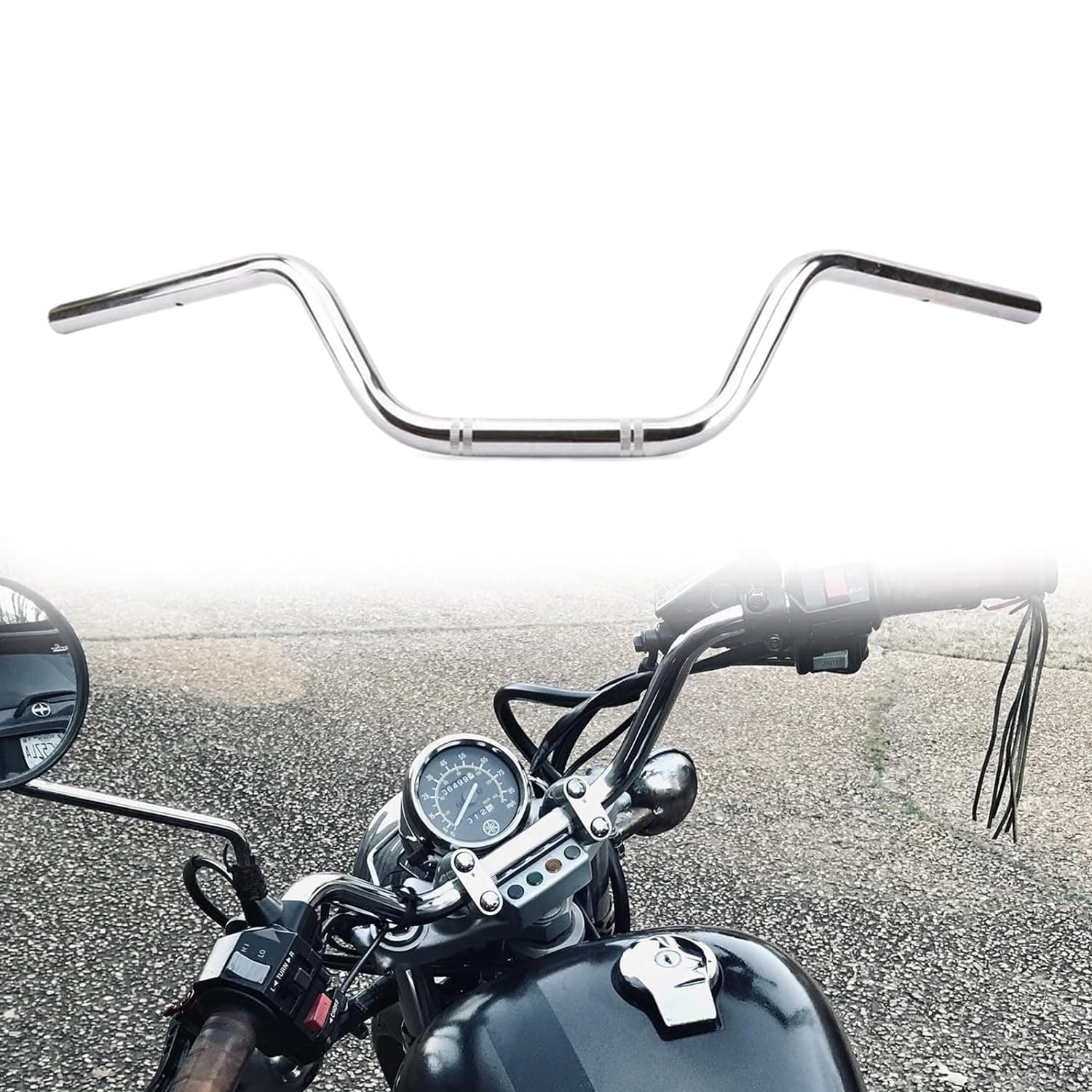 AnXin Motorcycle 7/8 Drag Handlebars High-Rise Tracker Handle Bars Universal For Sportster XL 883 1200 Cruiser Bobber Custom Chopper Softail Dyna Tour Glide Road CG125 Chrome