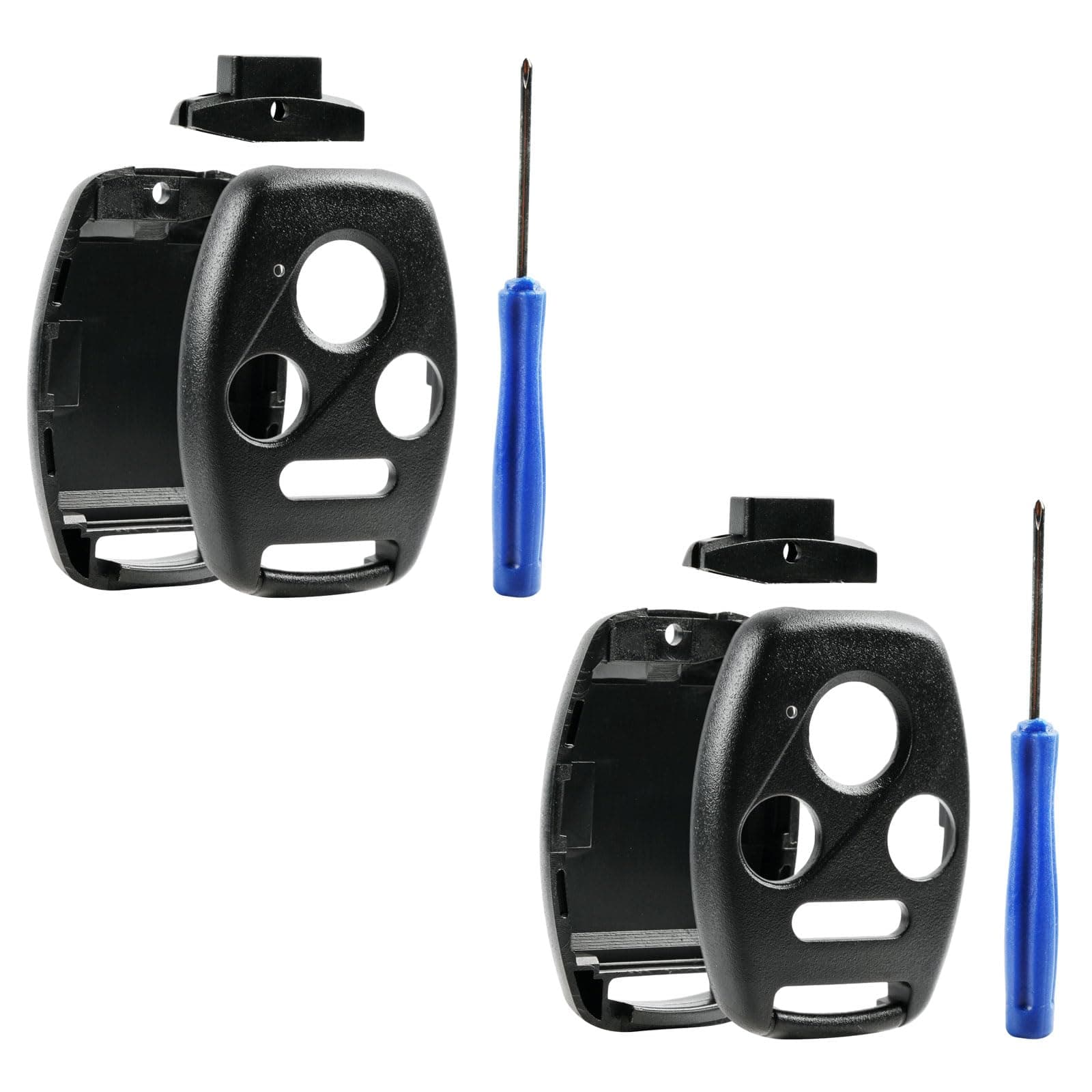 CUTTING NOT REQUIRED - 2 Key Fob Keyless Entry Remote Shell Case & Pad fits Honda 2003-2012 Accord / 2006-2013 Civic EX / 2009-2015 Pilot /2005-2006 CR-V