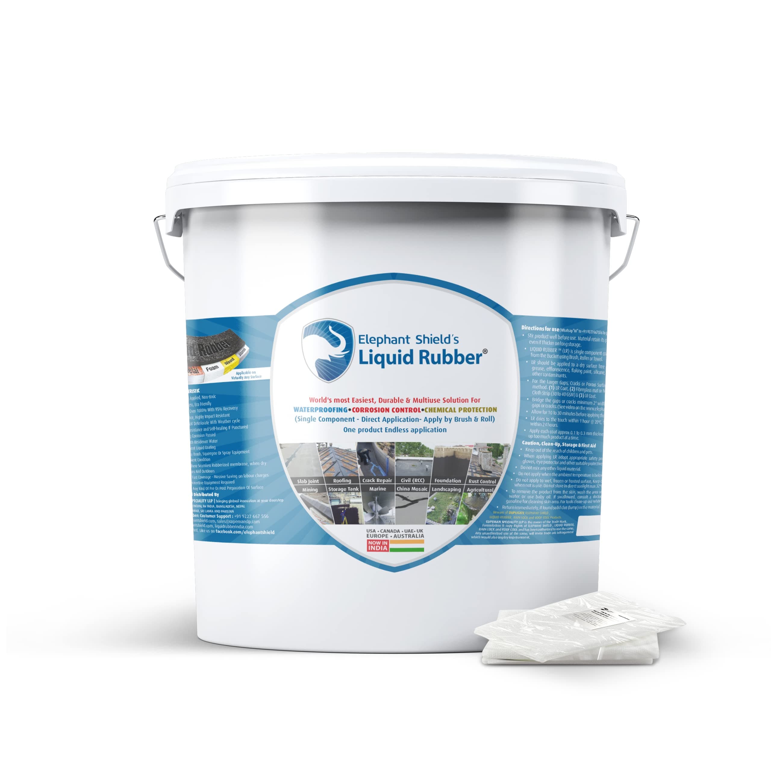 Elephant Shield Liquid Rubber for Long Lasting Ready to UseWaterproofing, Qty- 1 LTR (Free- Reinforcement Fabric - Width: 5 Inch X Length: 5 Meter - In Pcs)