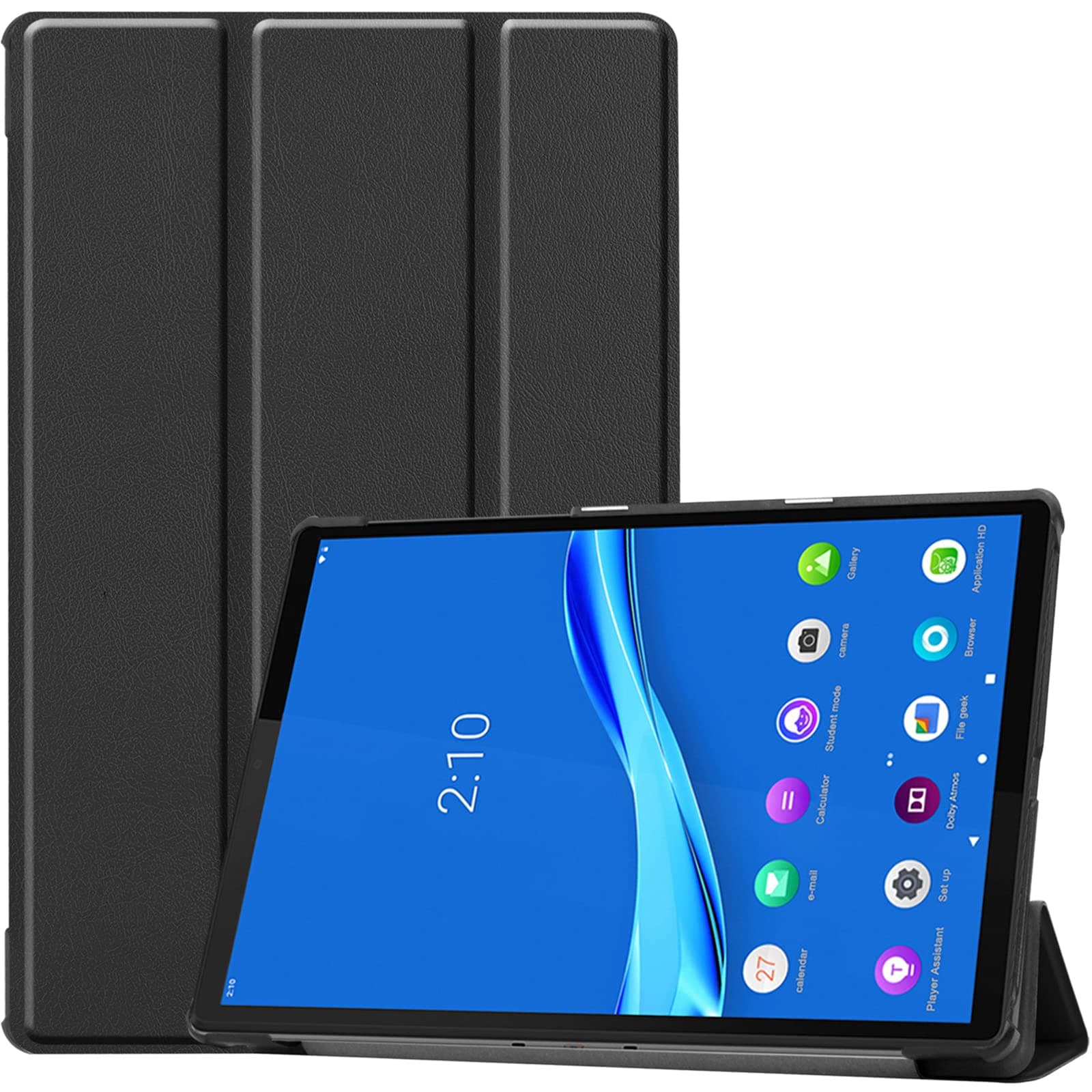 ProCase Lenovo Tab K10 / M10 Plus 2nd Generation (2020) Case, Slim Slim Stand Hard Shell Folio Protective Cover for Lenovo Tab K10 2021(TB-X6C6) / Tab M10 Plus FHD 2020(TB-X606F TB-X606X) - Black