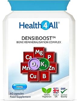 Densiboost Bone Remineralisation Complex 60 Capsules with Magnesium, Calcium, Manganese, Phosphorus, Copper, Boron, Zinc, Vitamin D3 & K2 MK-7, Bone Health Supplement, Made in UK