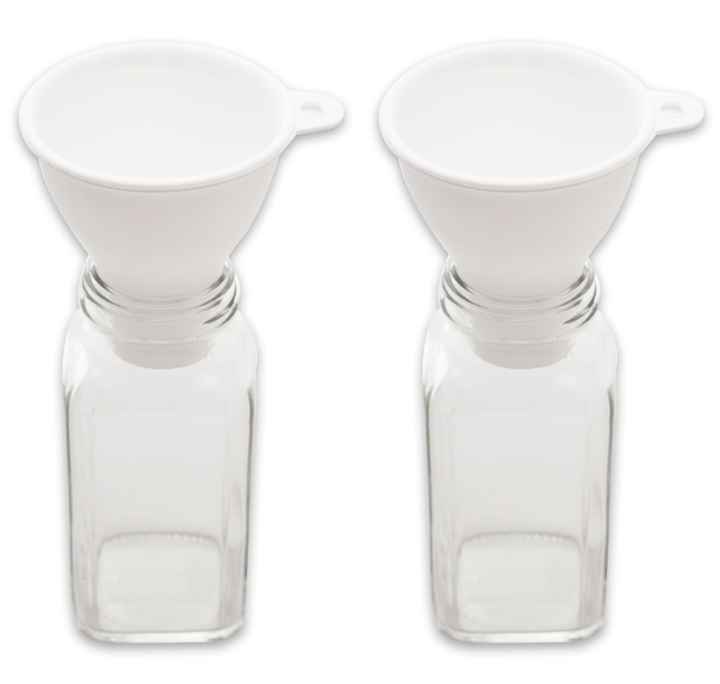 2 Pack Soft Flexible Silicone Mini Spice Funnel, No Clog Large Bottom Opening for Fast Pouring of Powdered, Leafy and Whole Spices by SpiceLuxe