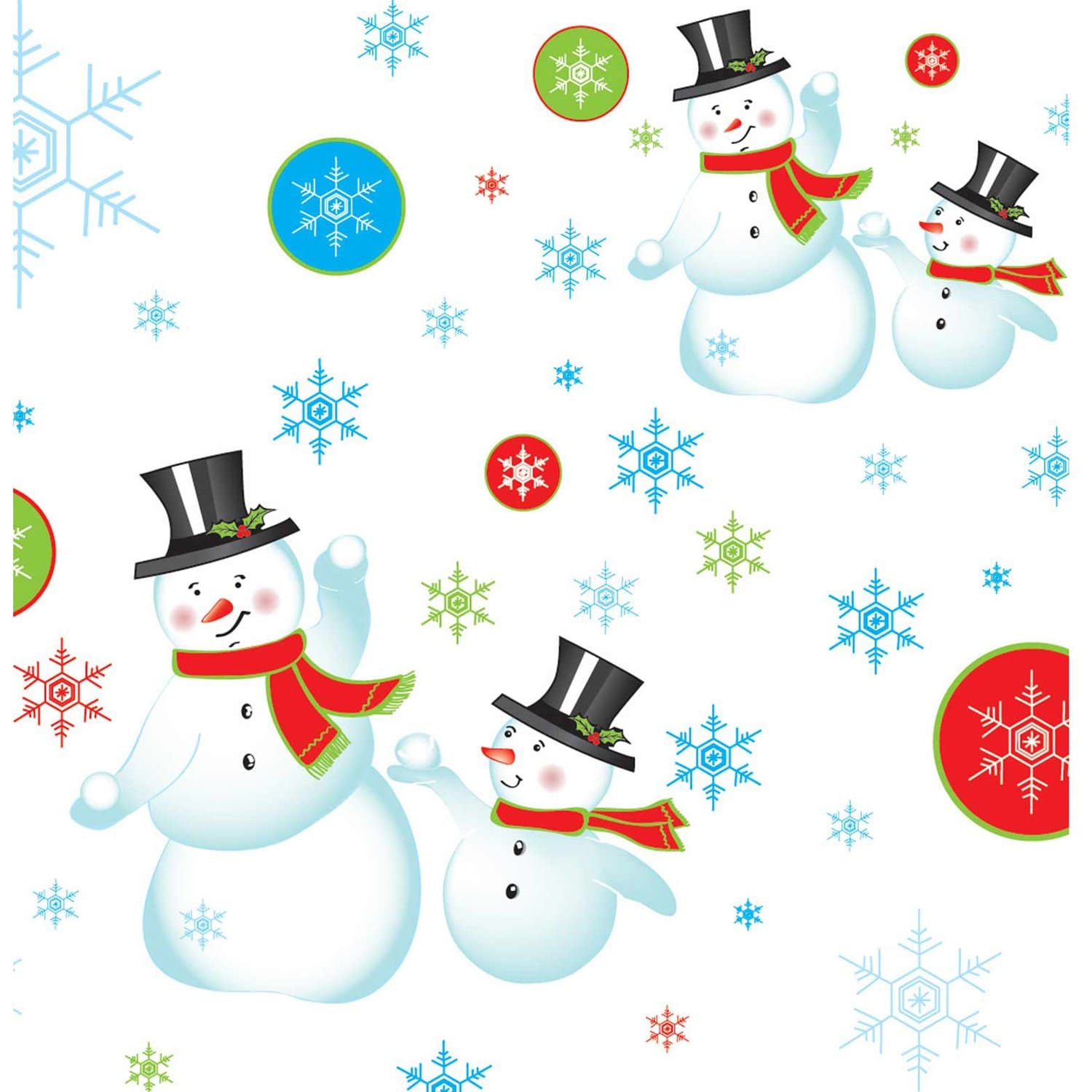 Party Essentials Heavy Duty Printed Plastic Table Cover Available in 44 Colors, 54" x 108", Snowman