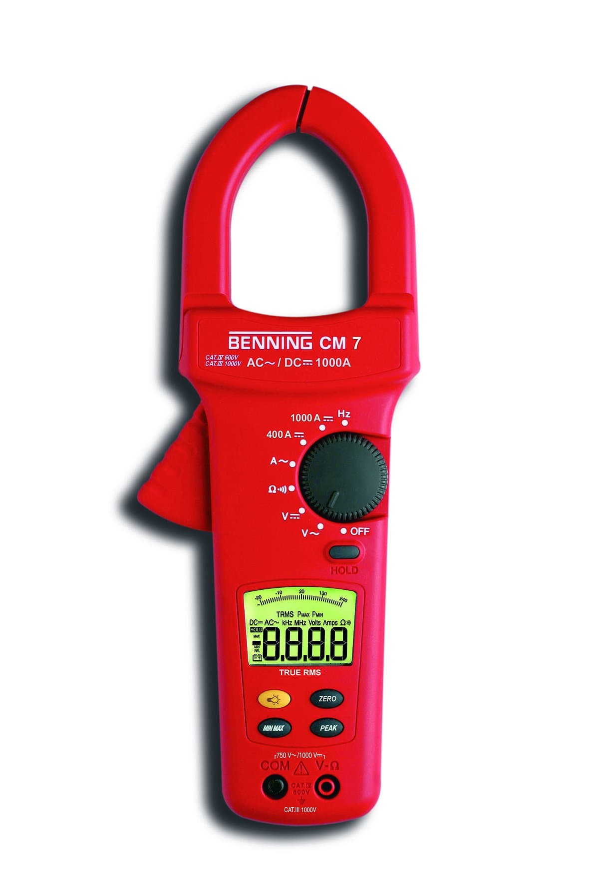 BENNING044059 "CM 7" Digital Current-Clamp Multimeter, Red, Size 4