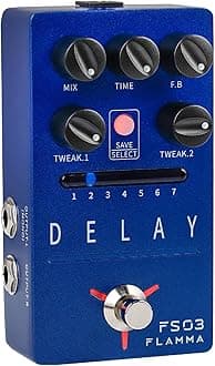 FS03 Electric Guitar Delay Effects Pedal with Looper Stereo Digital Sound 6 Delay Effects Storable Preset Tap Tempo Trail On True Bypass for Pedal Boards