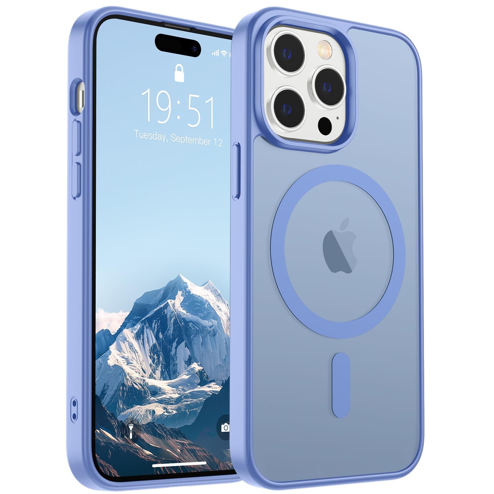 SUPFINE Magnetic for iPhone 14 Pro Case (Compatible with MagSafe) (Military Grade Drop Protection) Slim Translucent Matte Shockproof with Anti-Fingerprint Phone Case,Blue Purple