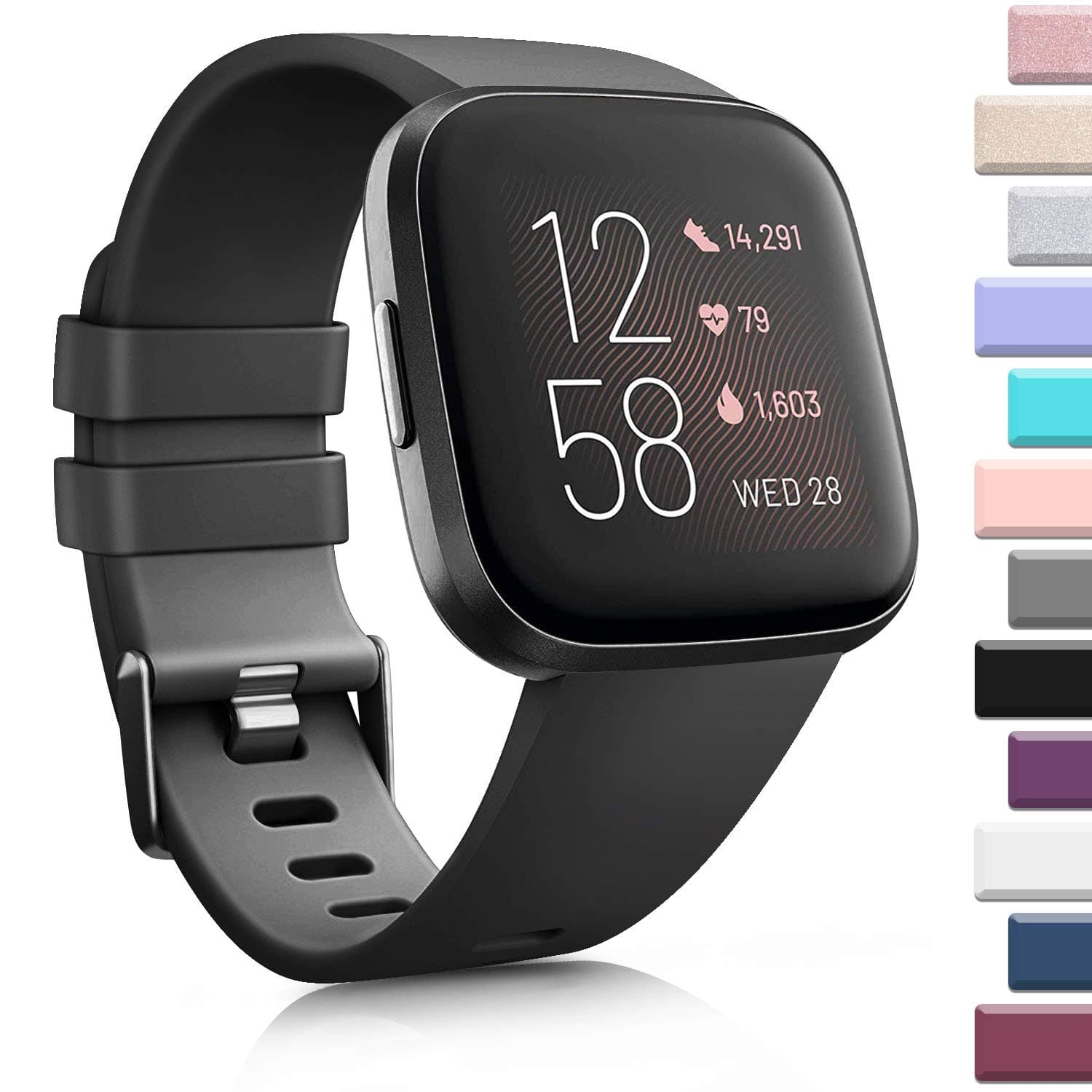 Sports Bands Compatible for Fitbit Versa 2, Soft Elastomer Multi-colors Replacement Wristbands for Fitbit Smart Watch