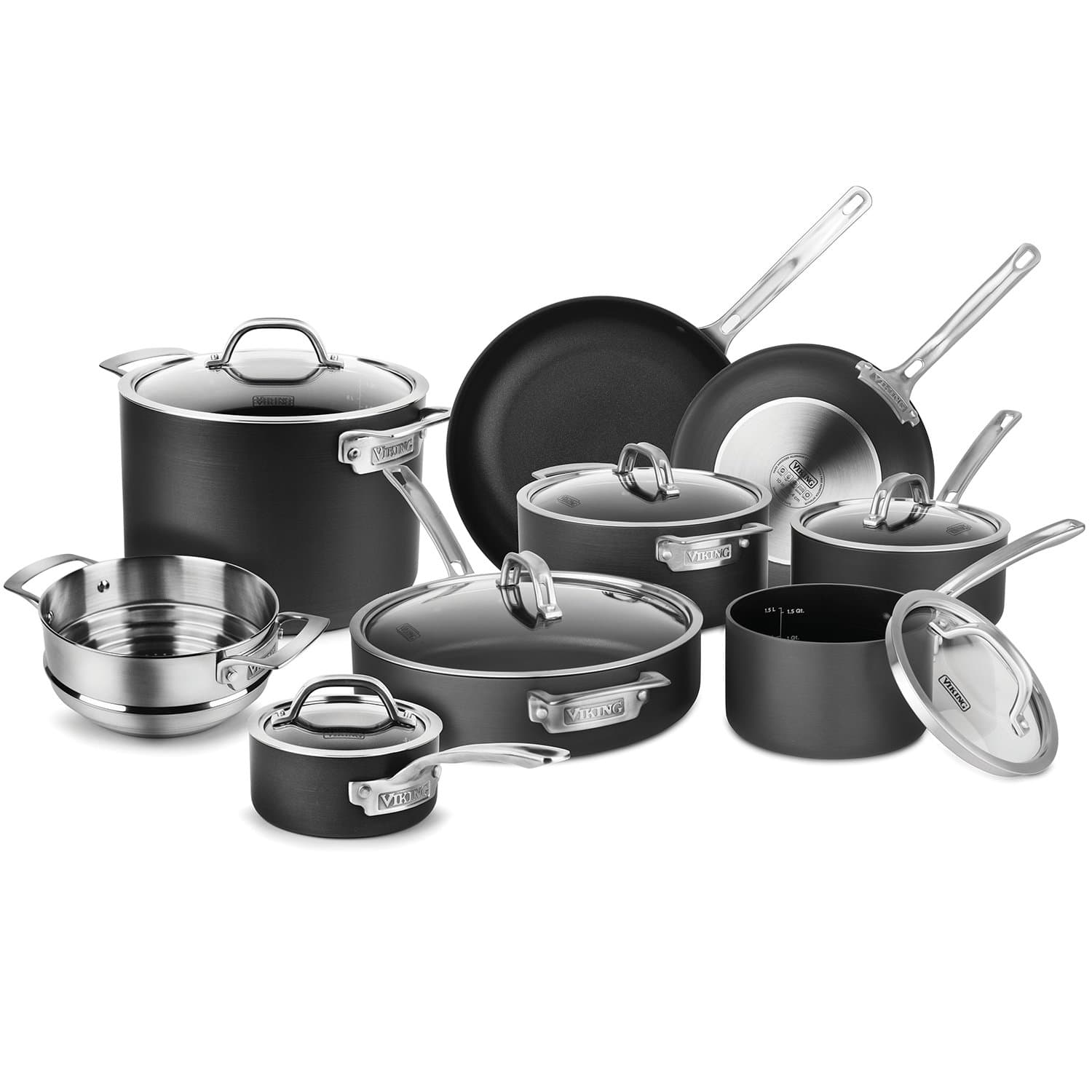 Viking Hard Anodized Nonstick Cookware Set with Bonus Steamer Insert, 14-piece