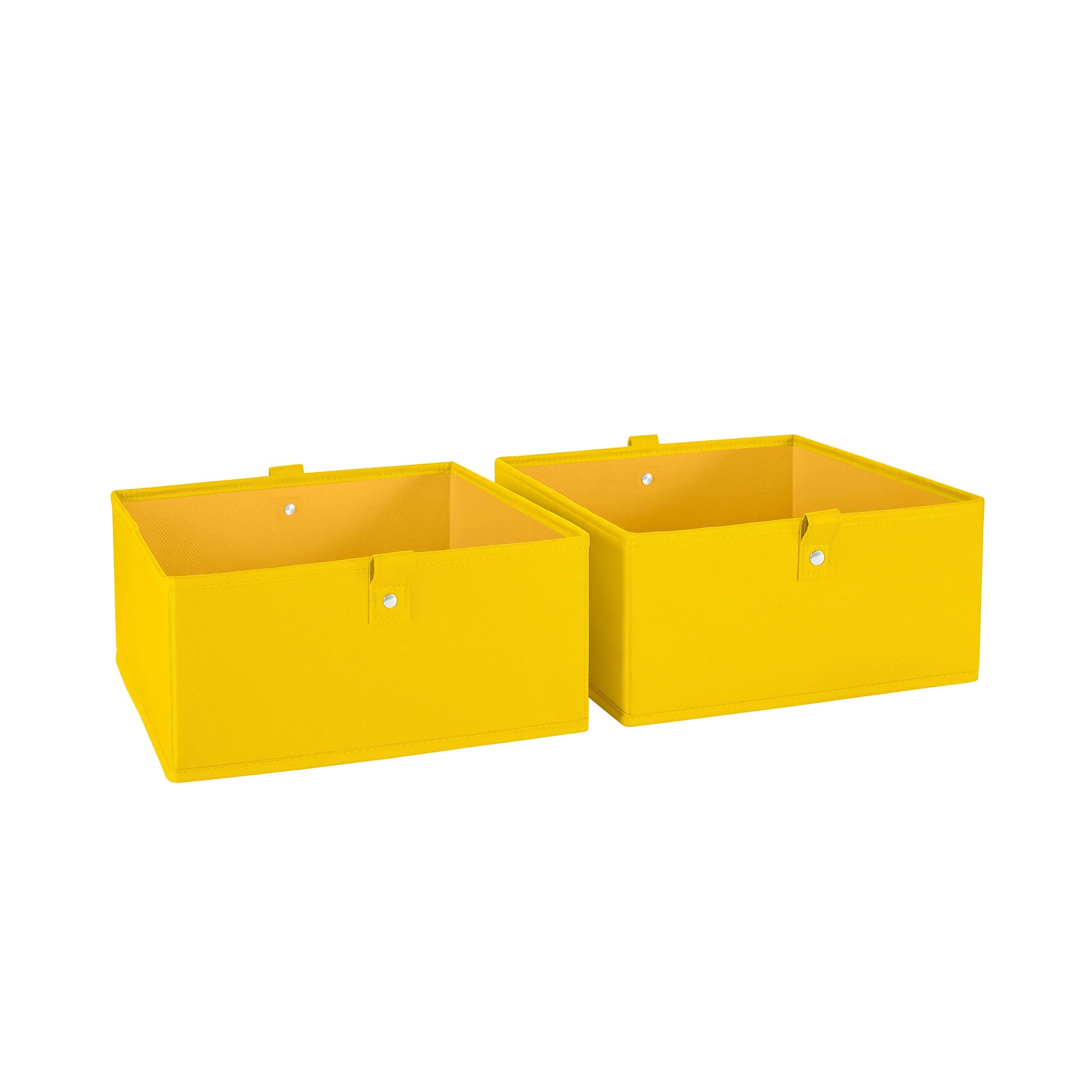 RiverRidge Kids 2pc Folding Storage Bins Set - 10.5” Bin Organizer with Handles - Yellow Closet Organizers & Storage for Toys, Games, Shoes - Foldable Cube Storage Organizer Bins for Playroom, Nursery