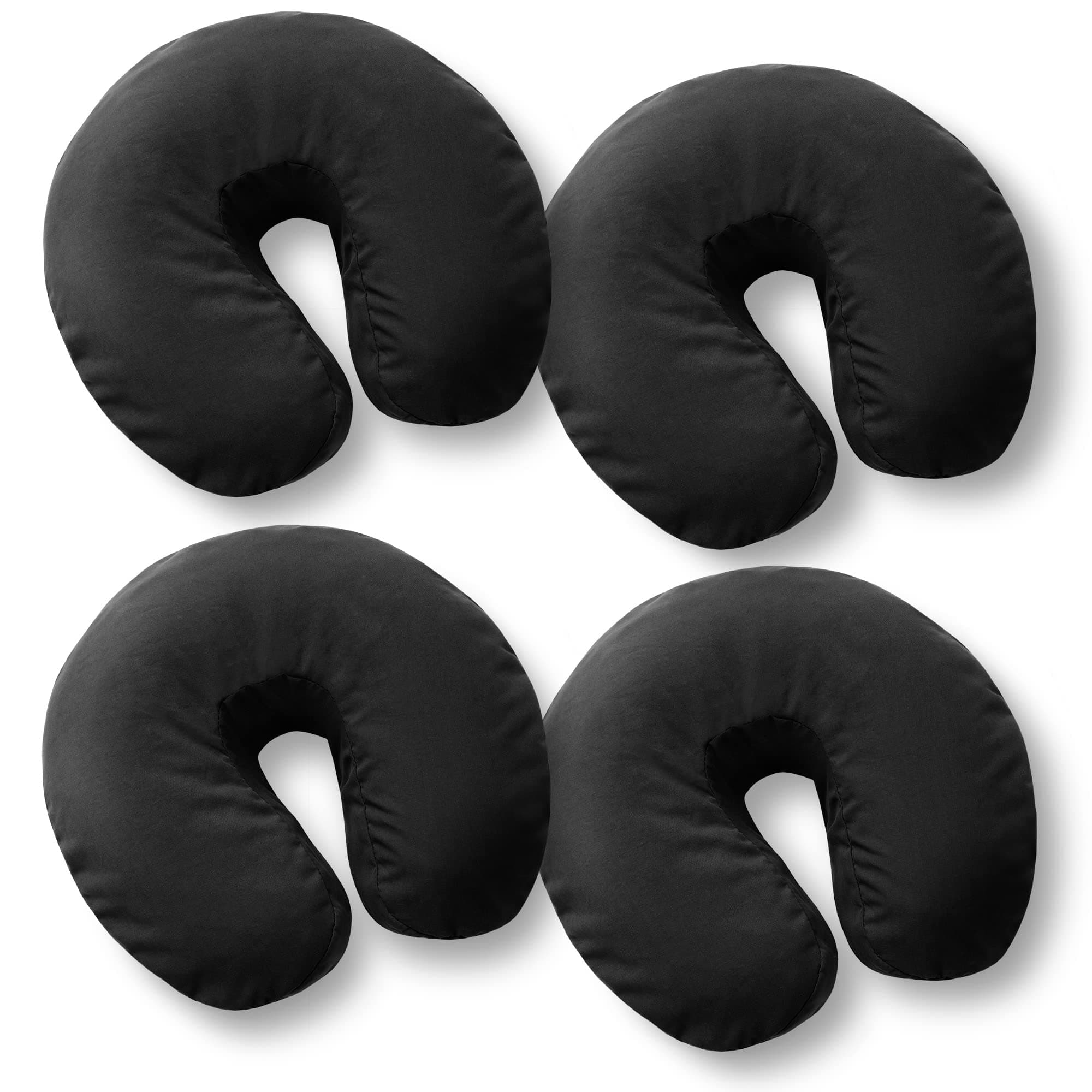 Saloniture 4-Pack Premium Microfiber Face Cradle Covers - Ultra Soft Fitted Massage Table Cradle Cover - Black