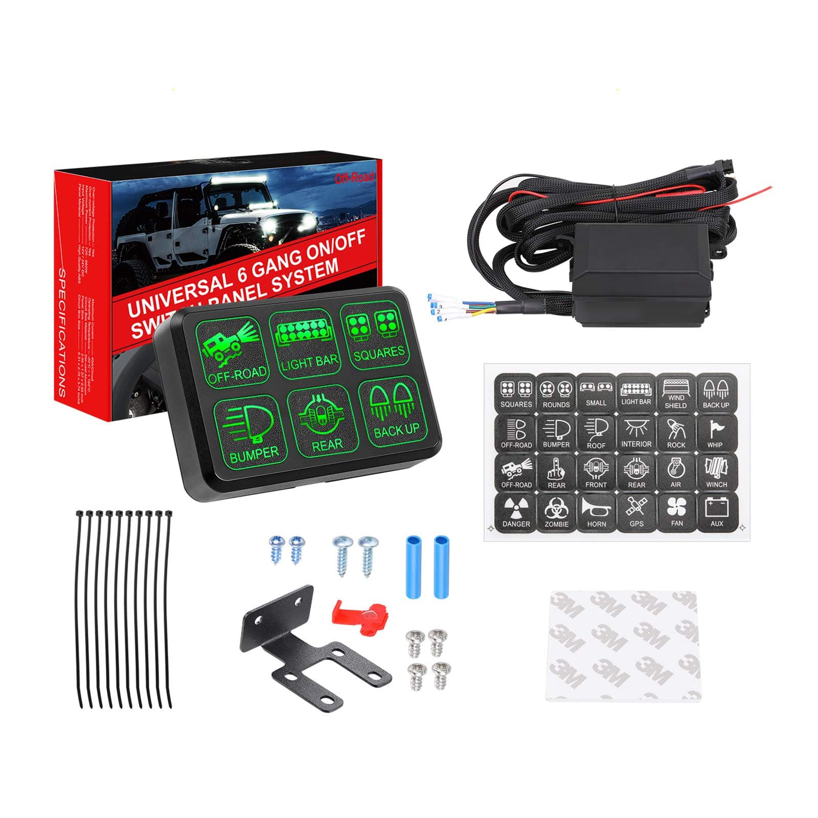 6 Gang Switch Panel, SWATOW INDUSTRIES Electronic Relay System Circuit Control Box Universal Touch Switch Box Power System for Truck Car SUV ATV UTV Boat Marine