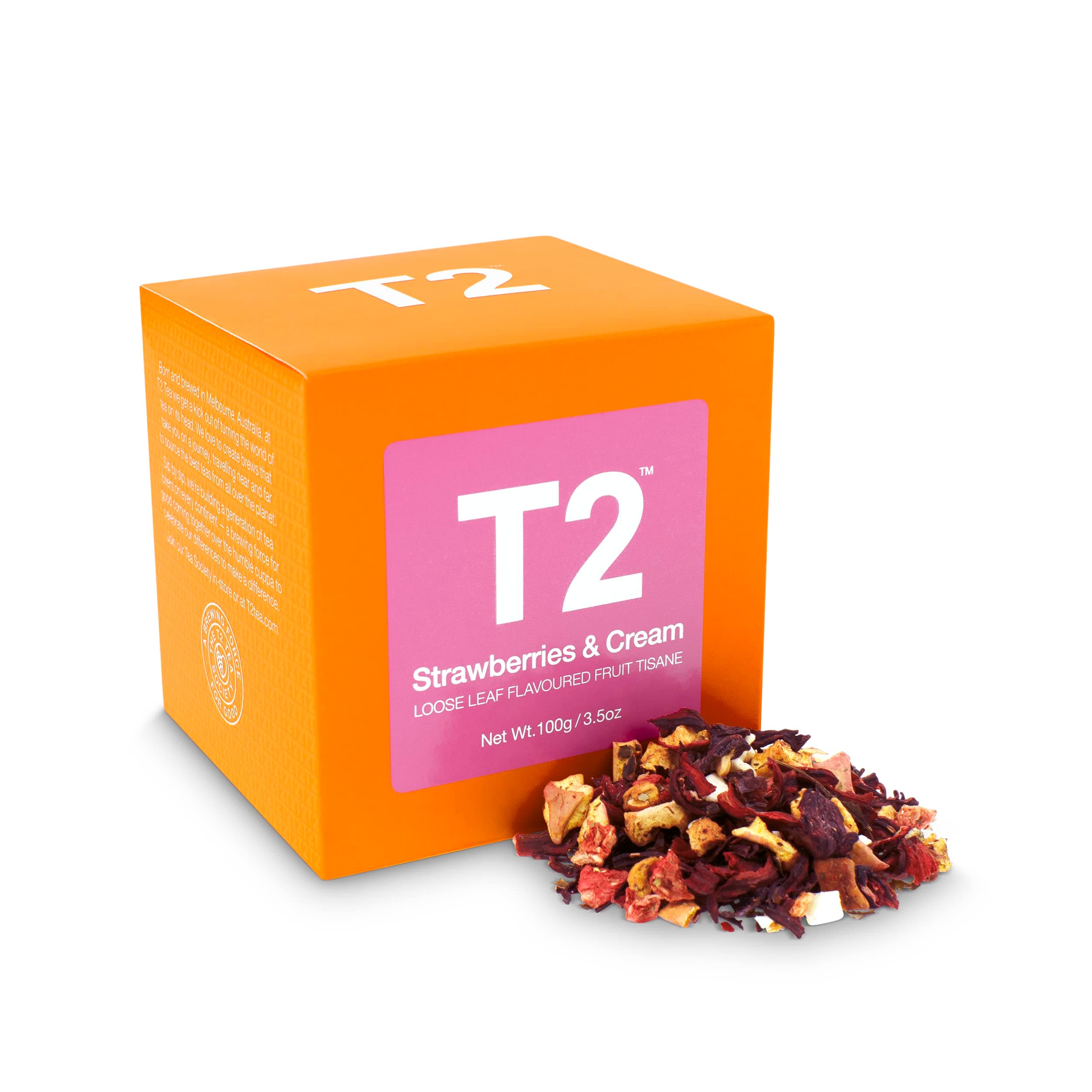 T2 Strawberries & Cream Iced Tea, Loose Leaf Fruit Tea in Gift Cube, 3.5 Ounce (Pack of 1)
