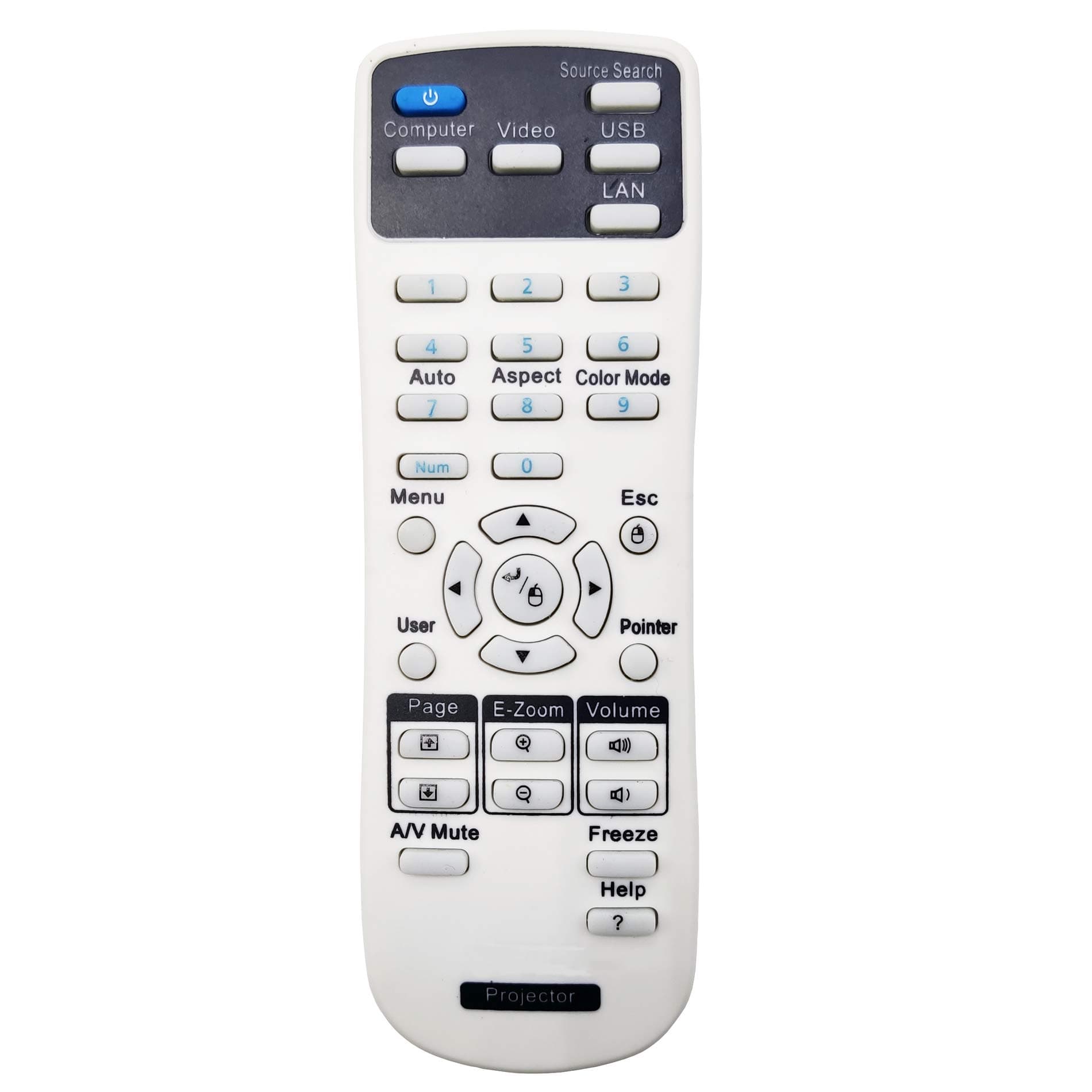 2177023 Projector Remote Control for Epson EB-2040, EB-2055, EB-2065, EB-2140W; PowerLite 975W/ 2040/2055/ 2065/ 2140W/ 2155W/ 2165W/ 2245U/ 2250U/ 2255U/ 2265U/ Home Cinema 1450