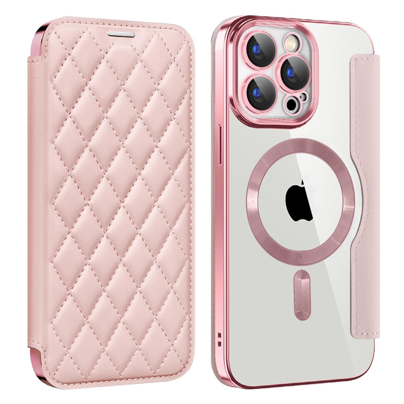 FILP Case for iPhone 12 Pro with Card Holder, iPhone 12 Pro Leather Case Women [RFID Blocking] PU Leather Protective Case for iPhone 12 Pro (6.1" Pink)