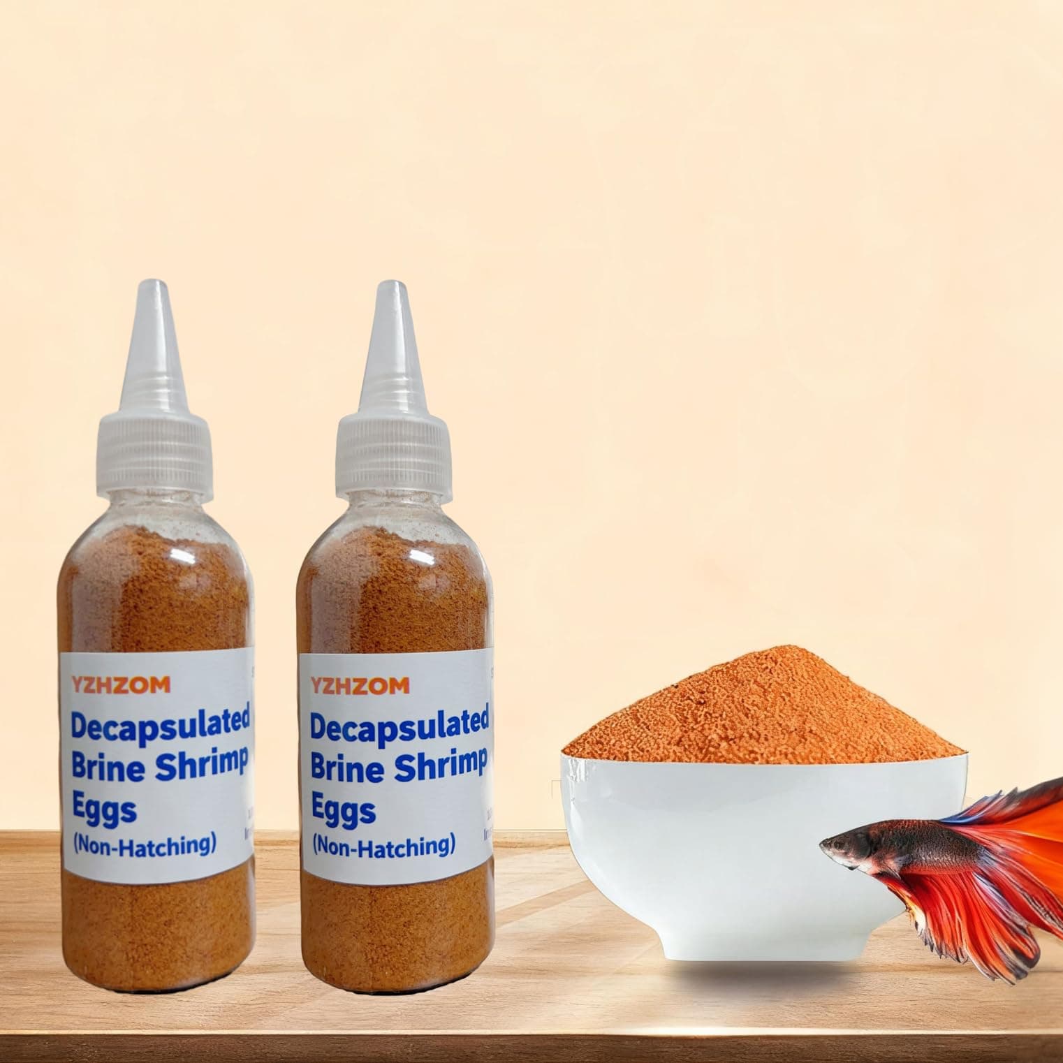 YZHZOM 2pcs 1.76 oz Decapsulated Brine Shrimp Egg (Non-Hatching), 100% Natural Artemia Nauplii, High Protein Natural Food for Betta Guppy Discus Tropical Fish Saltwater & Freshwater Aquarium