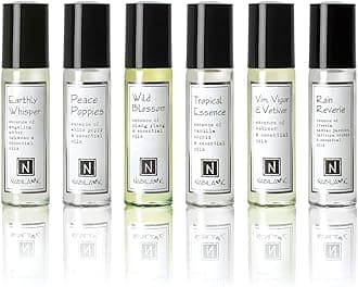 Nabila K Roll-on Perfume (Set of 6) with Essential Oils Alcohol-Free, All-Natural, Organic, Long-Lasting Fragrance - Travel-Size Perfume for Women - TSA Approved, 0.33 oz / 10 ml