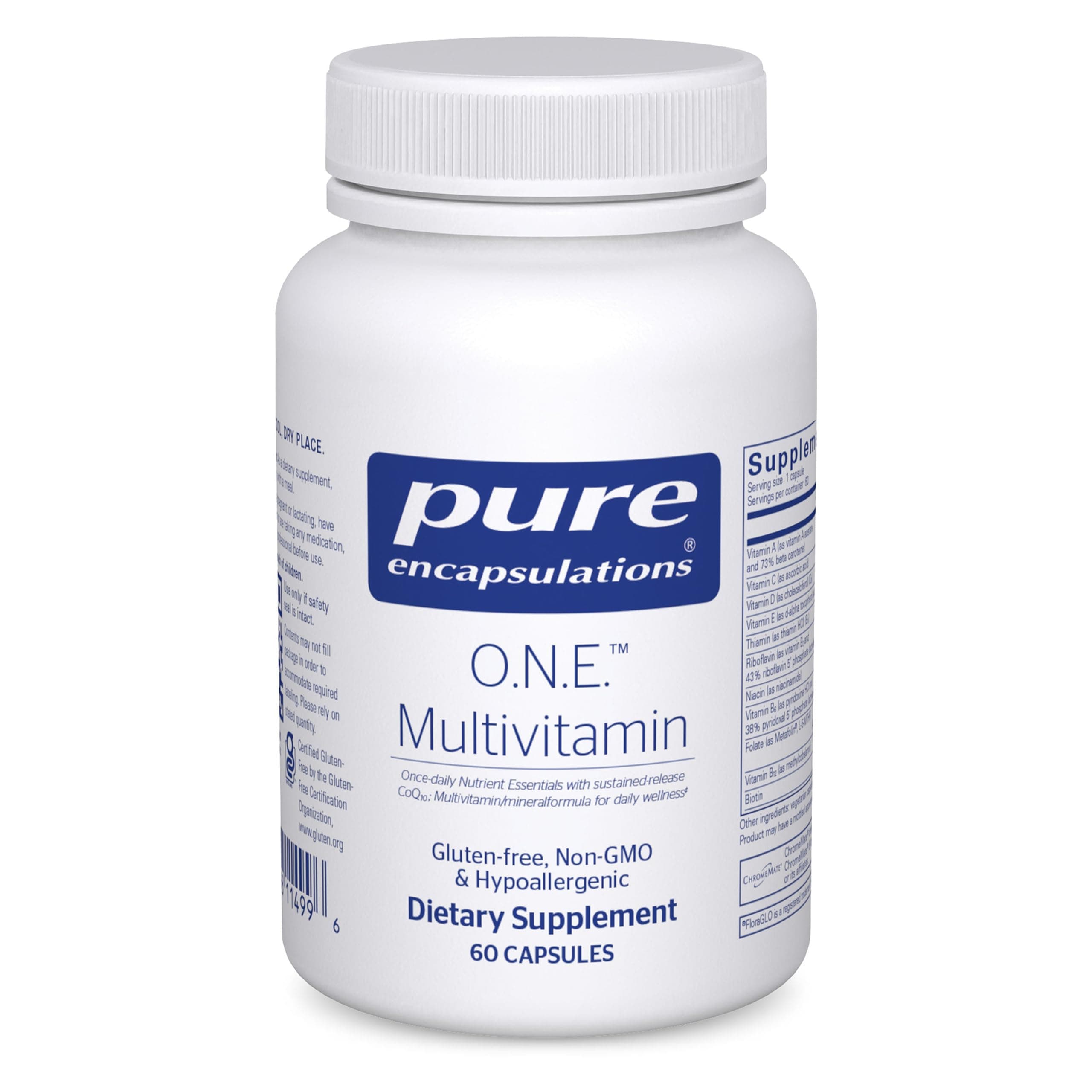 O.N.E. Multivitamin - Once Daily Multivitamin with Antioxidant Complex Metafolin, CoQ10, and Lutein to Support Vision, Cognitive Function, and Cellular Health* - 60 Capsules