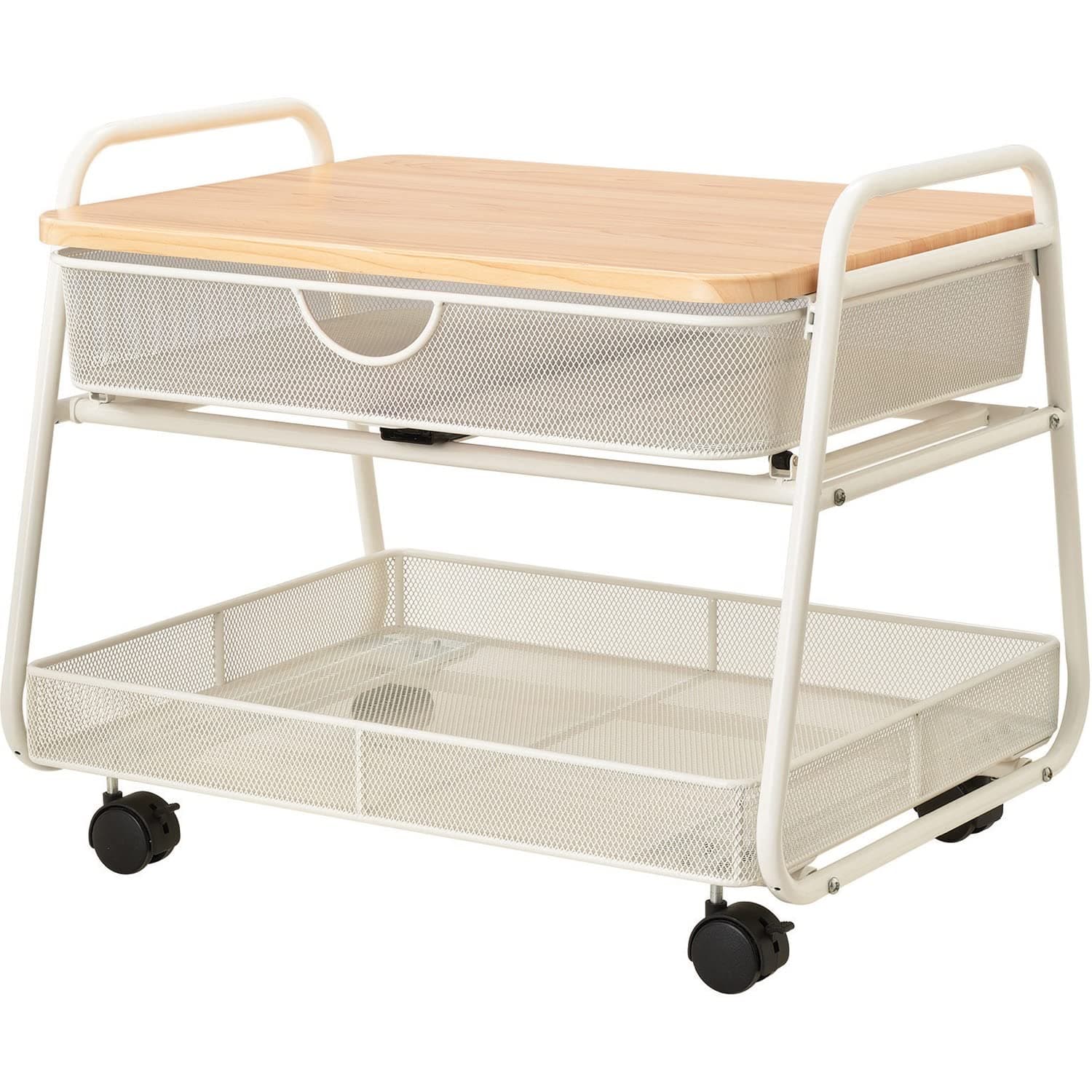 Safco Onyx Under-Desk Utility Cart & Multi-Use Printer Stand, Printer Table for Home Office, Mobile Rolling Cart with 2 Mesh Baskets, White