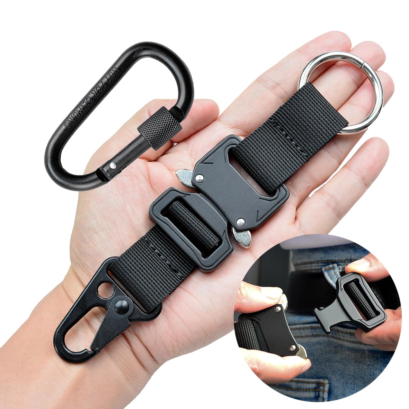 Tactical Keychain, Quick Release Keychain Molle Clips Tactical Accessories for Men Detachable Key Ring Duty Belt Key Holder