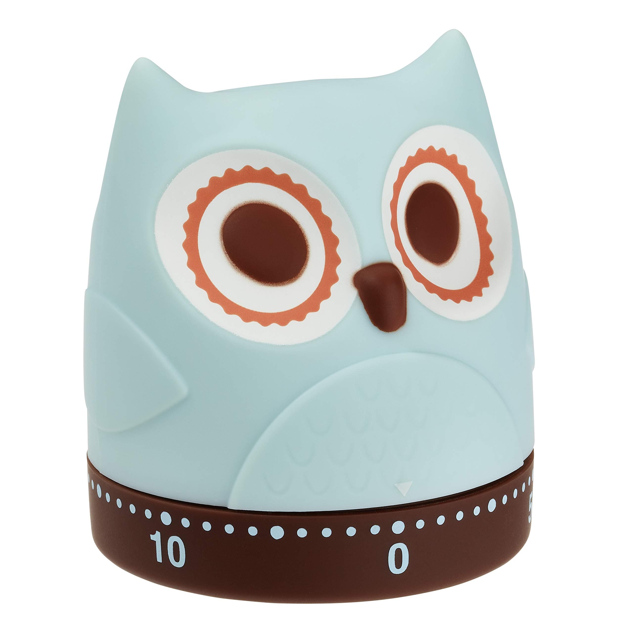 TFA Dostmann 38.1039 OWL kitchen timer, mechanical, funny egg timer, retro, rubberized plastic, L 61 x W 61 x H 71 mm.