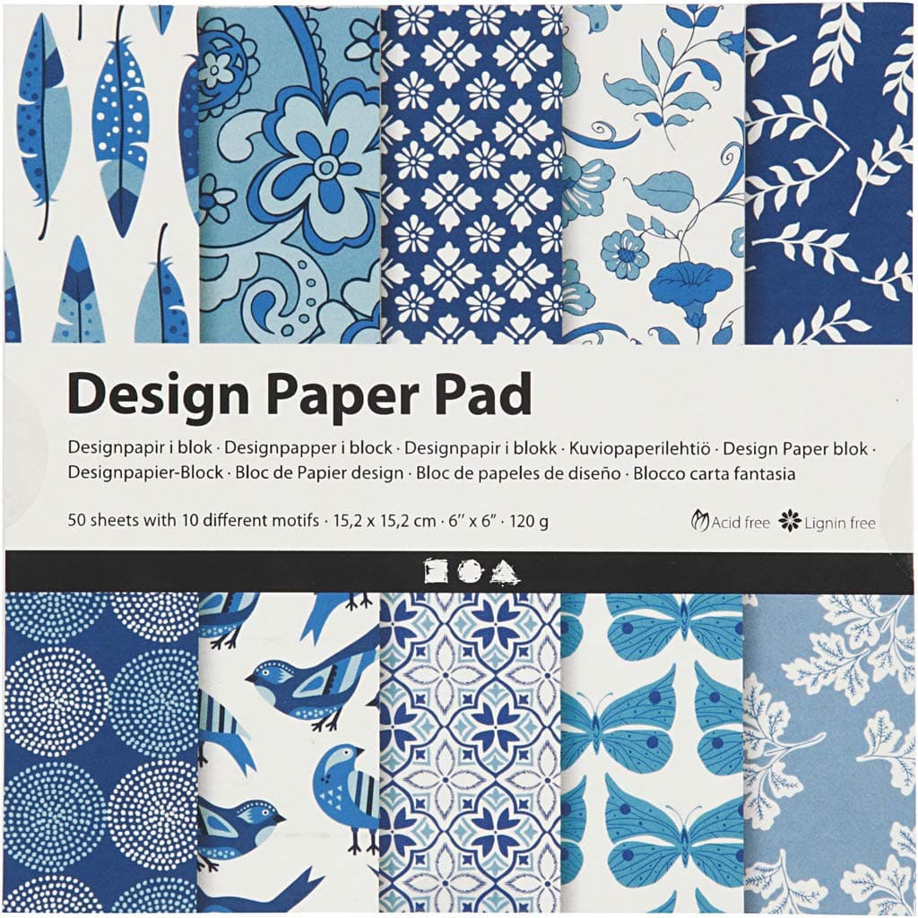 CreativPatterned Card and Paper, Blue, One Size